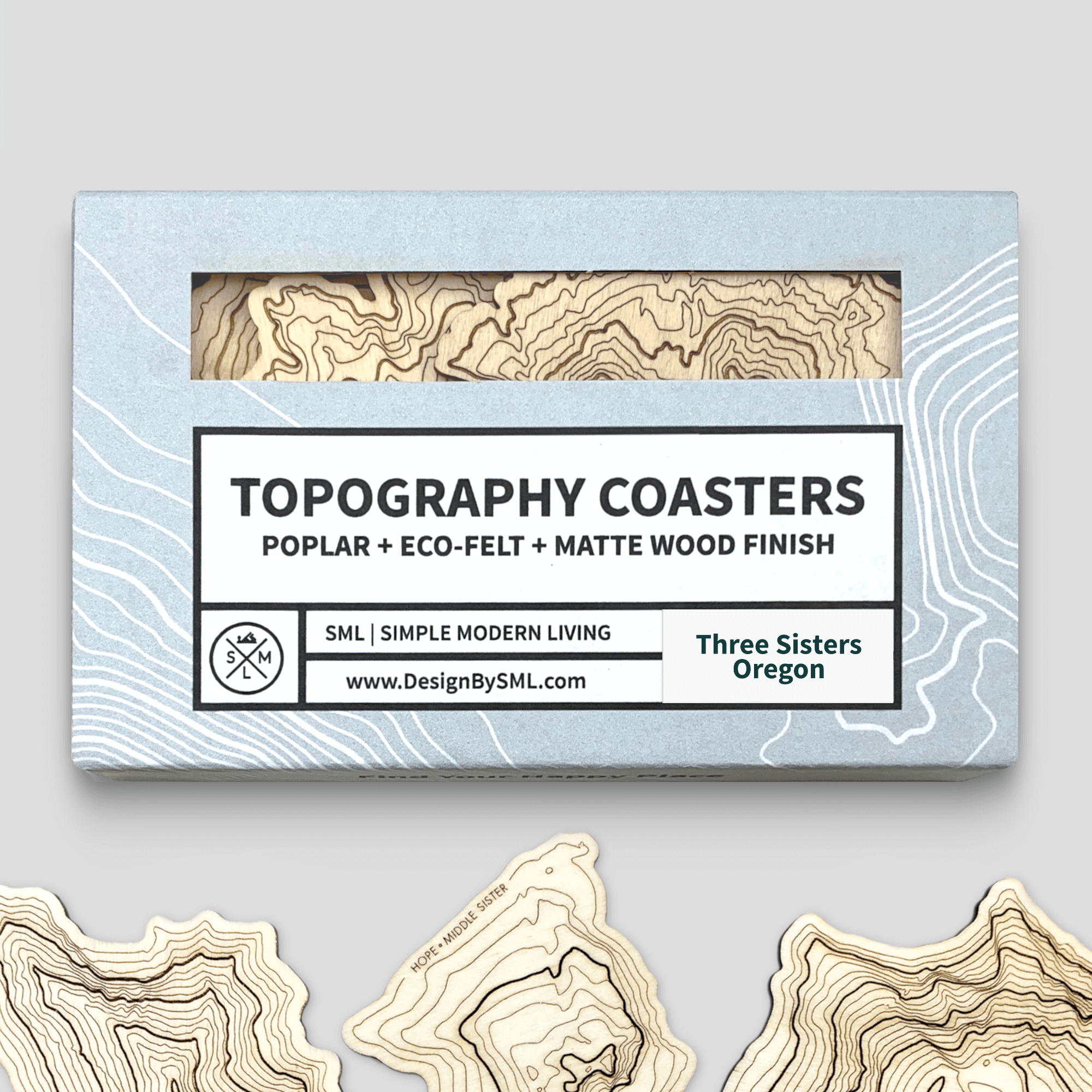 Three Sisters Topography Coasters - Set of 3