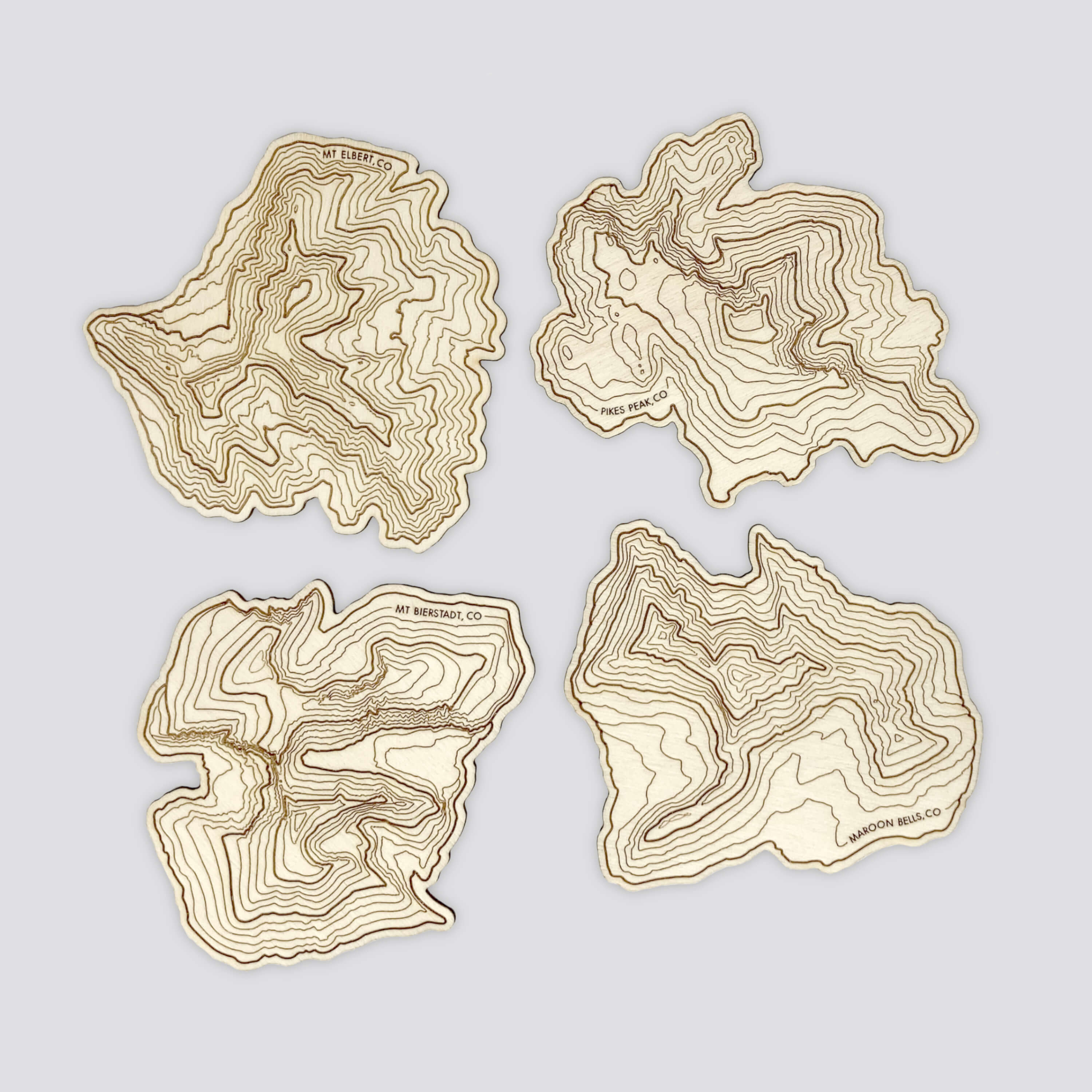 Colorado Mountains Topography Coasters - Set of 4