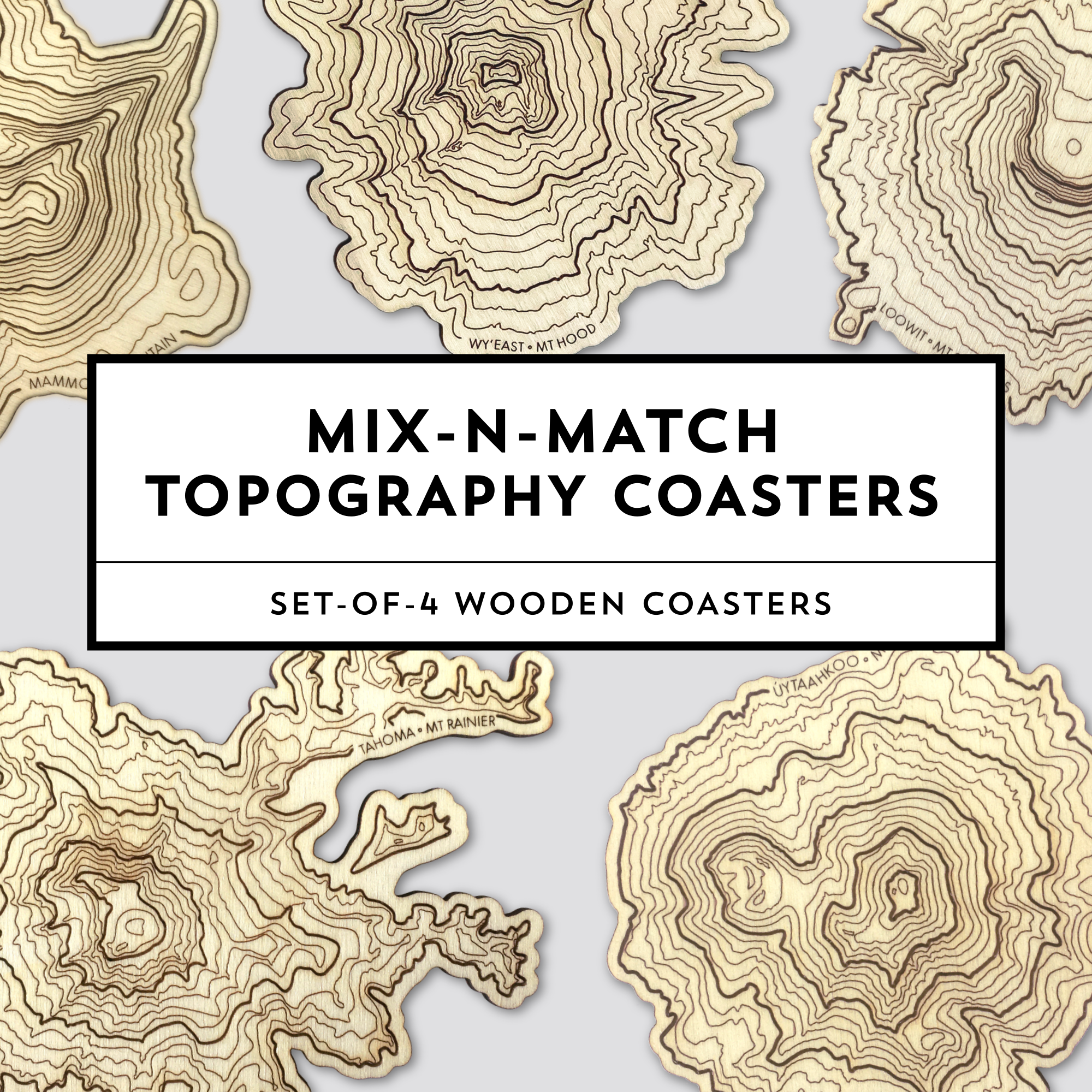 Mix-n-Match Topography Coasters - Set of 4