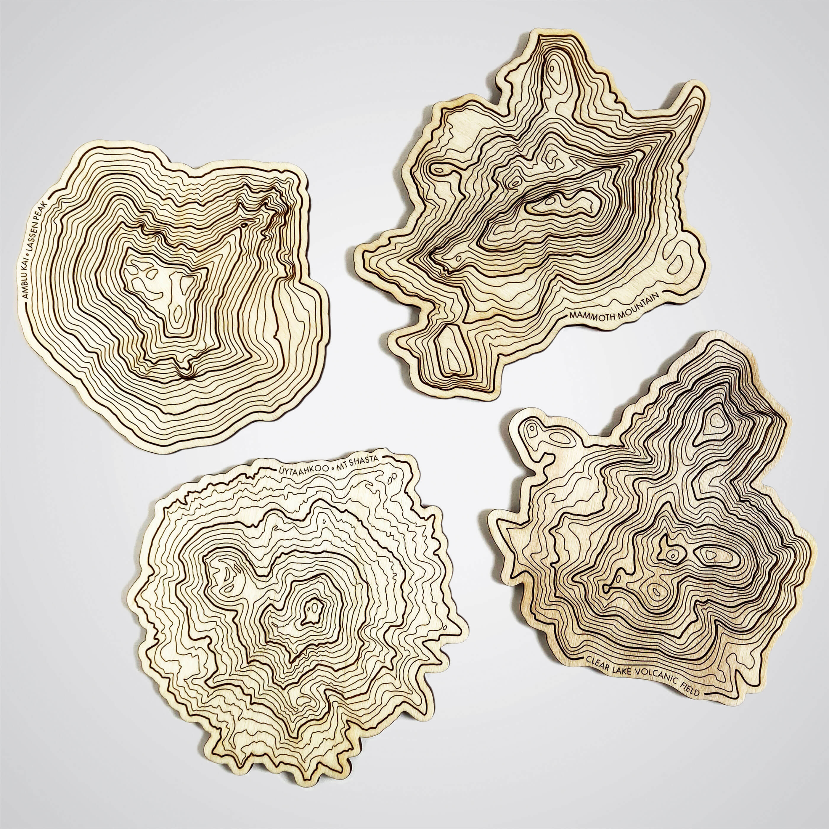 California Volcanoes Topography Coasters - Set of 4