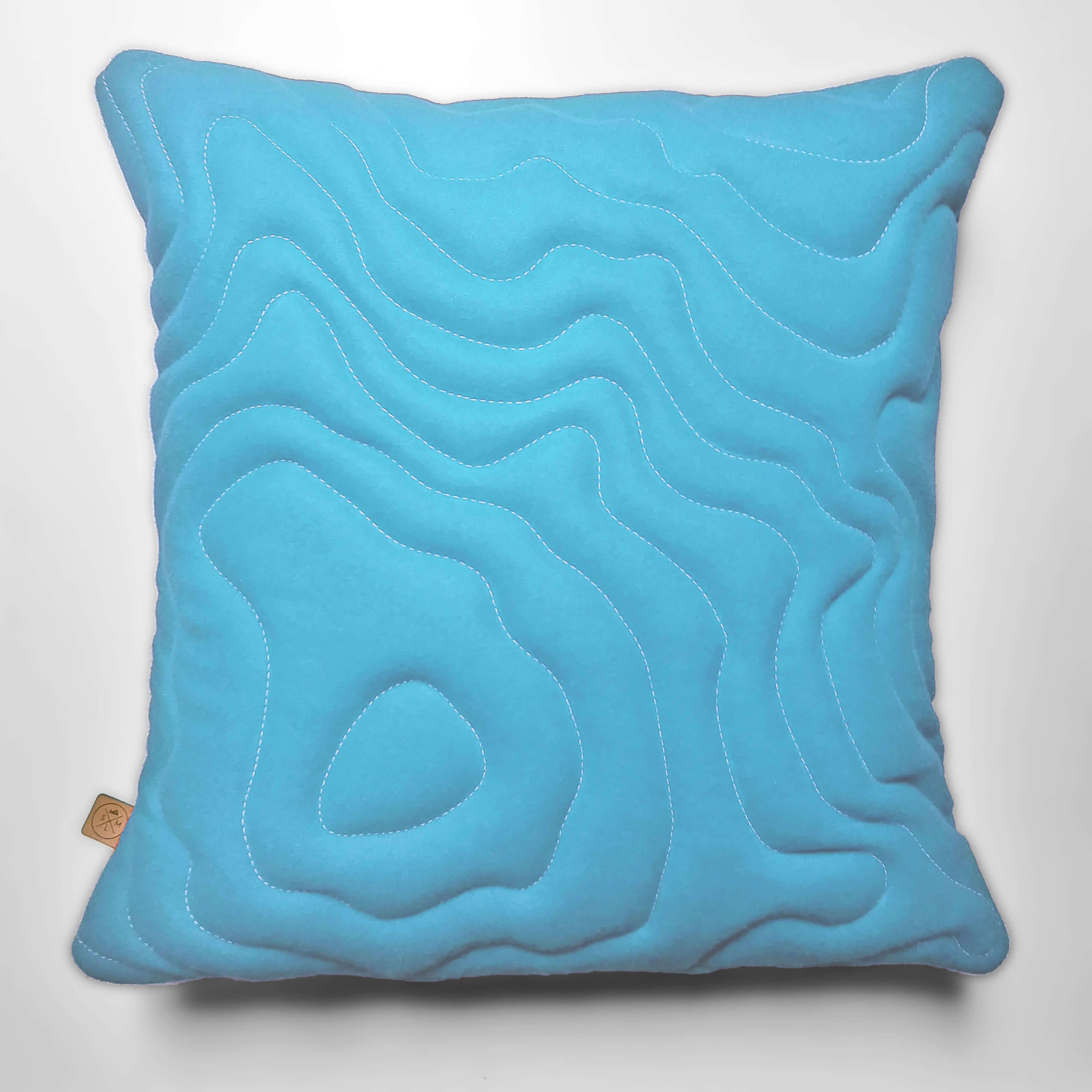 Mt Rainier Topography Pillow - Glacier Blue