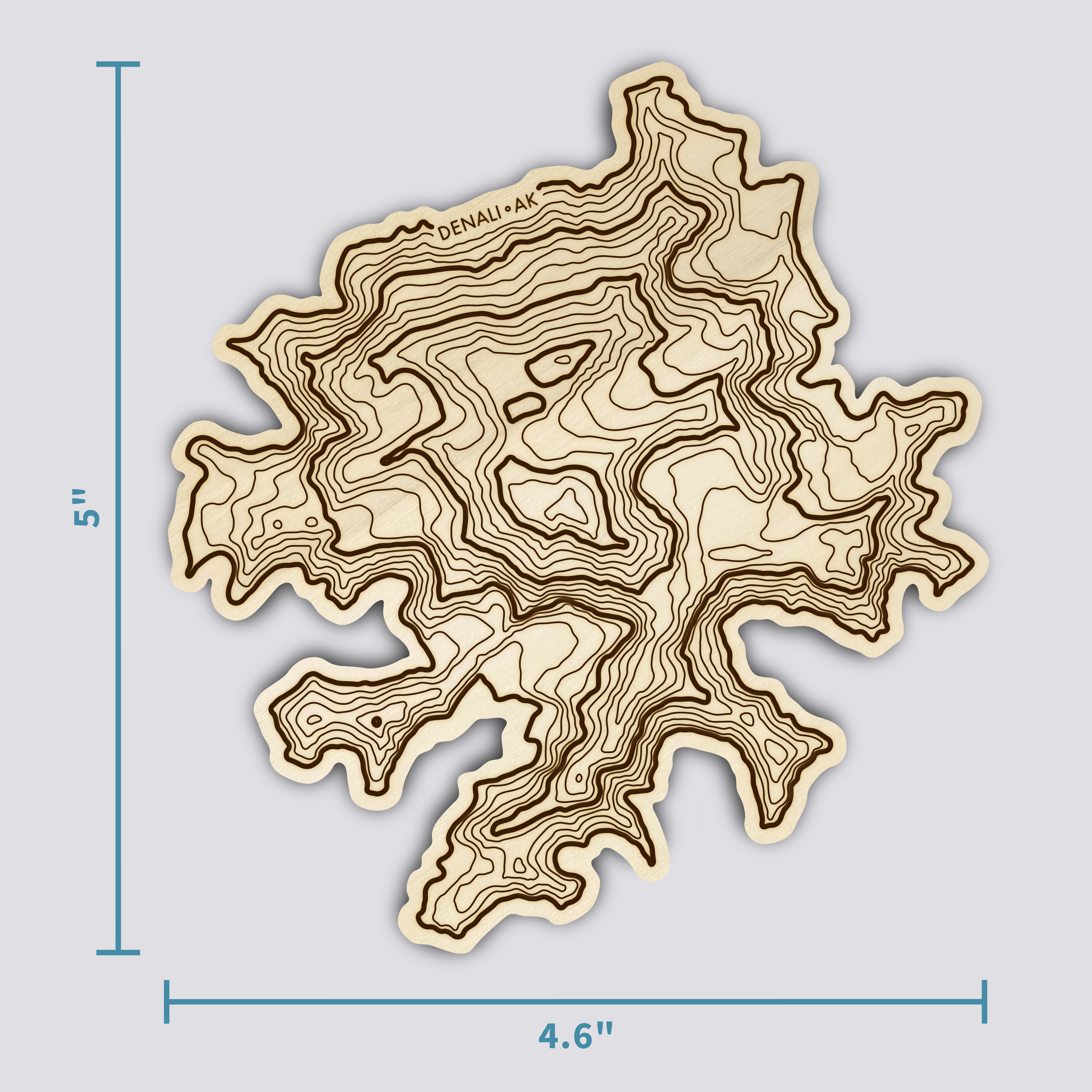 Denali Coaster | Wood Coaster Topography Map | Alaska Mountain Art