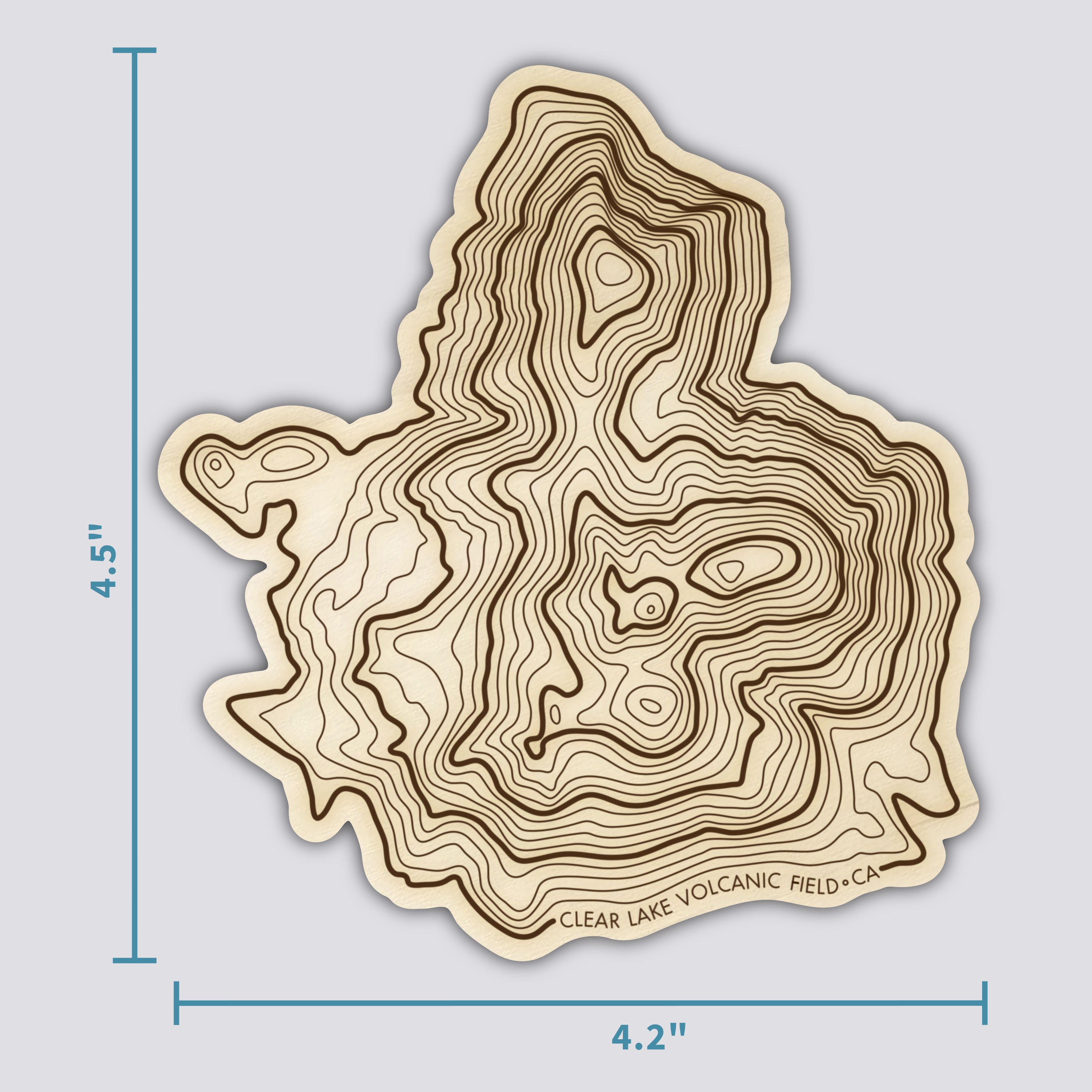 Clear Lake Volcanic Field Coaster | Wood Coaster Topography Map | California Mountain Art