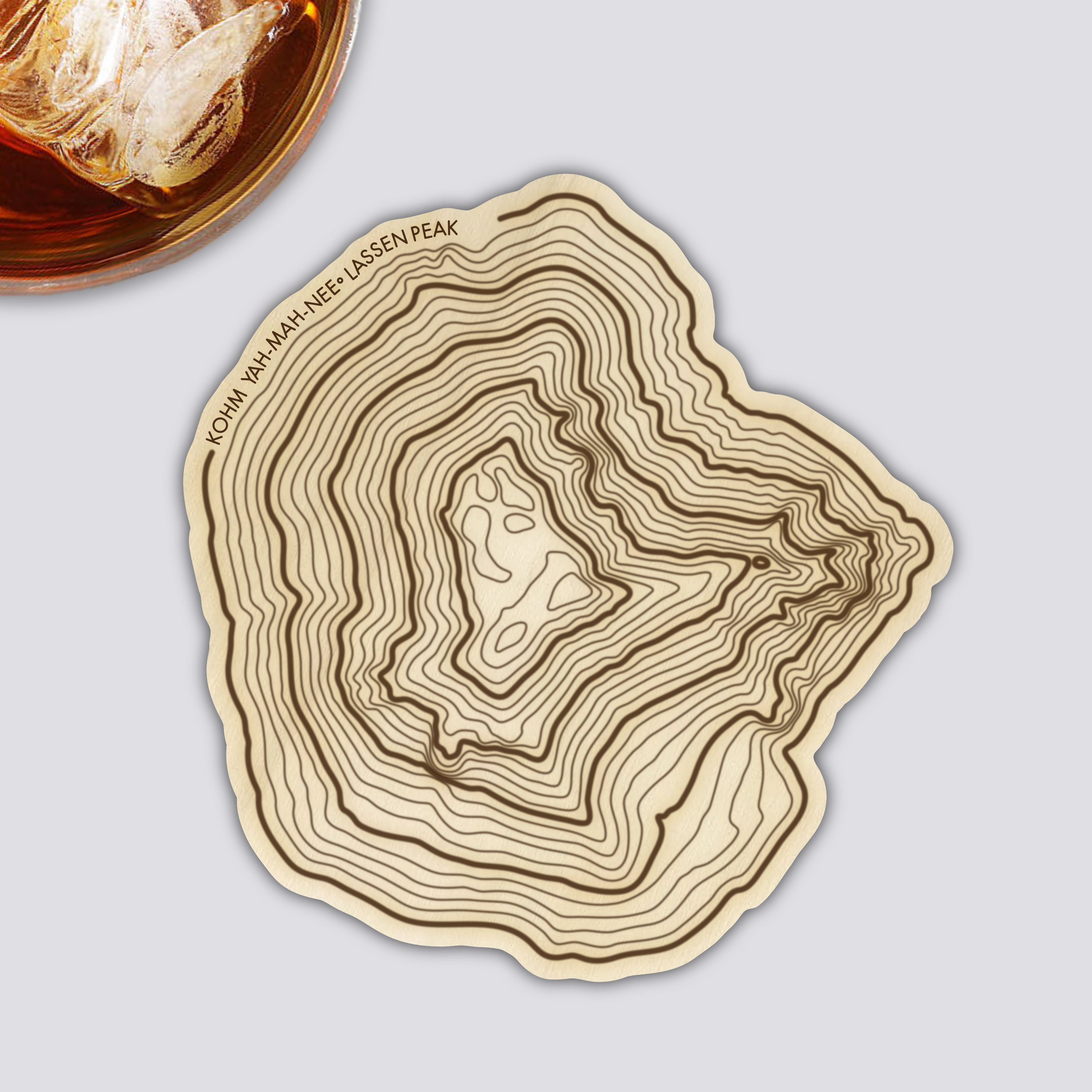 California Volcano Coasters Set | Handmade Wooden Coaster | California Mountain Maps