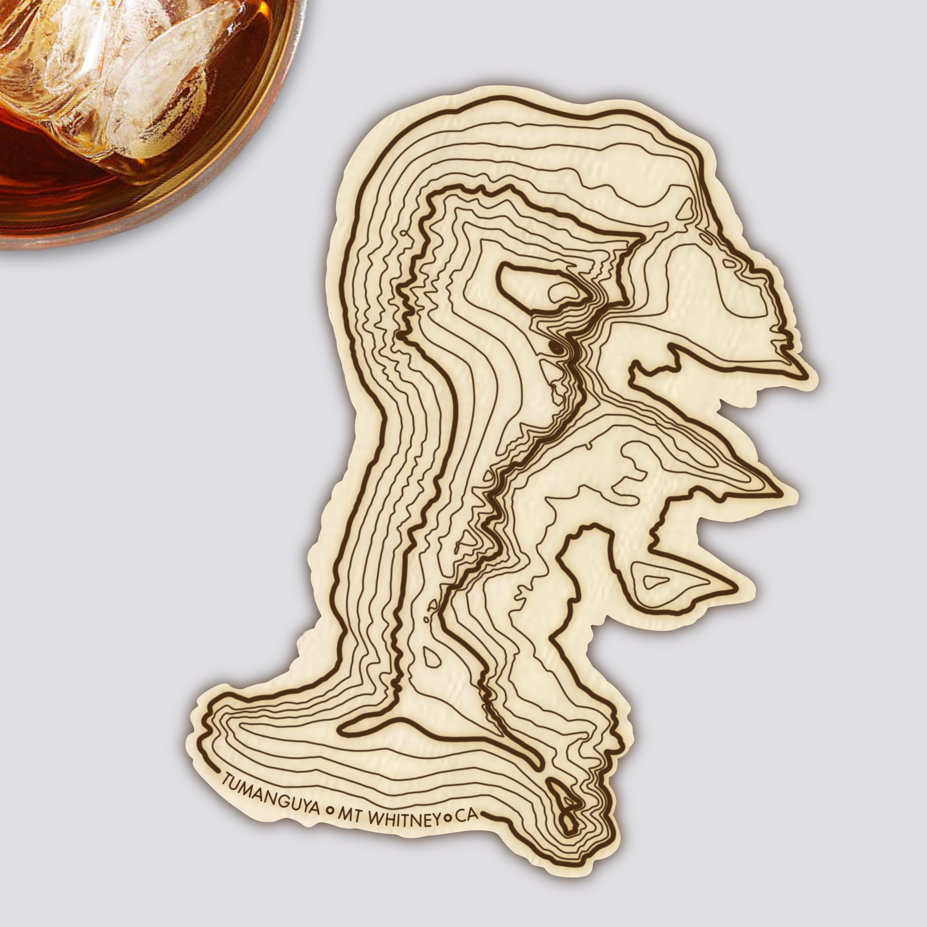 Mt Whitney Coaster | Wood Coaster Topography Map | California Mountain Art