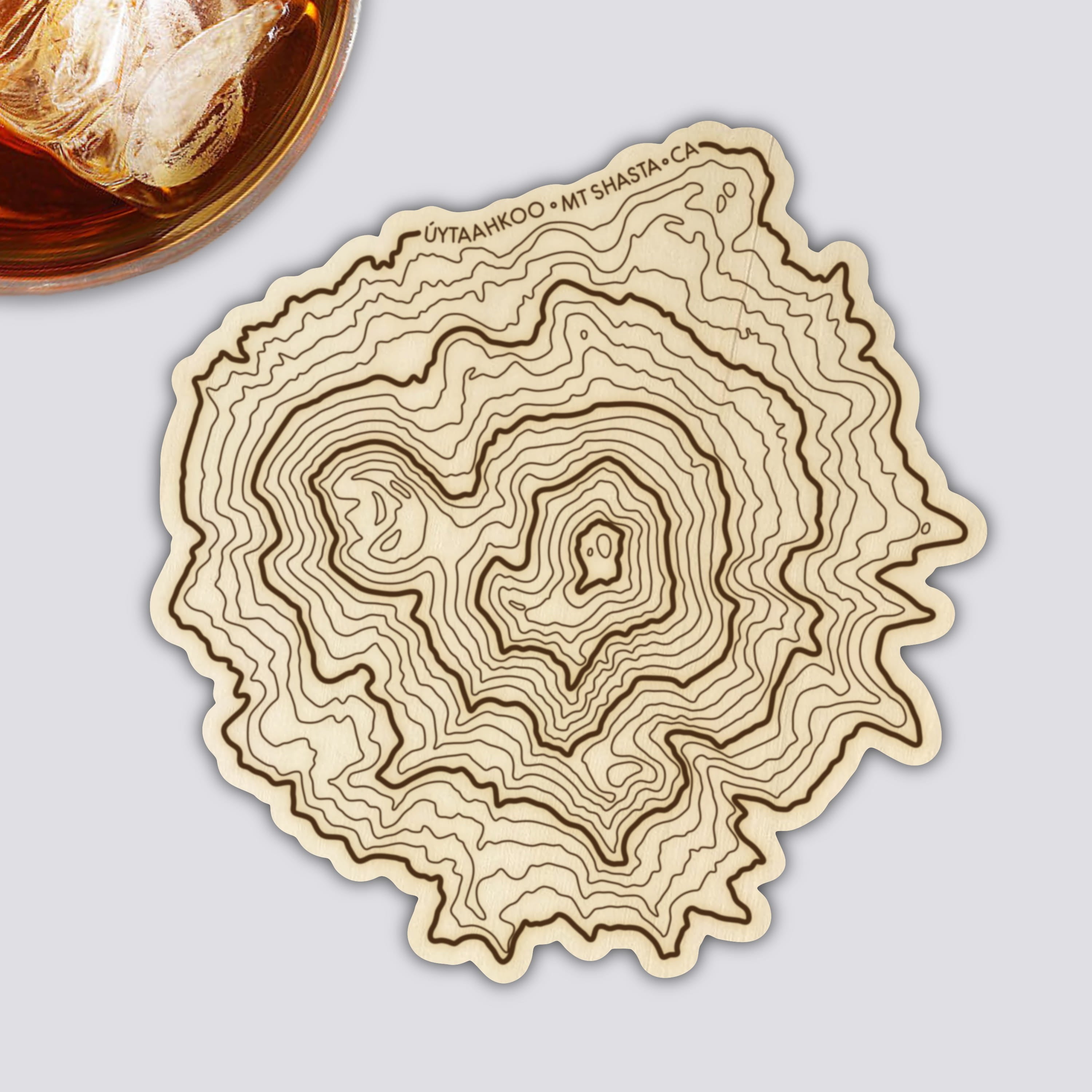 California Volcano Coasters Set | Handmade Wooden Coaster | California Mountain Maps