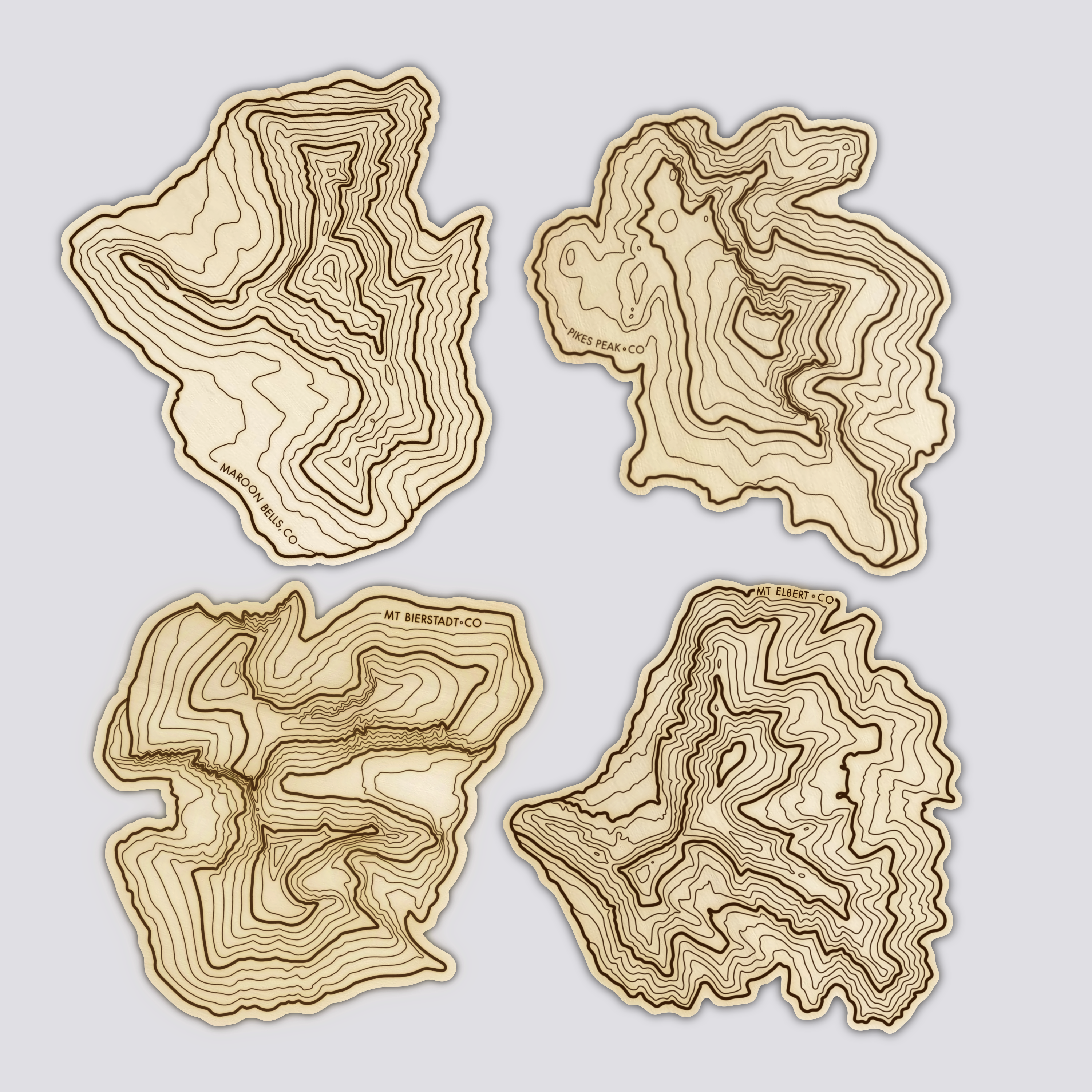 Colorado Mountains Coaster Set | Handmade Wooden Coaster | Colorado Mountain Maps