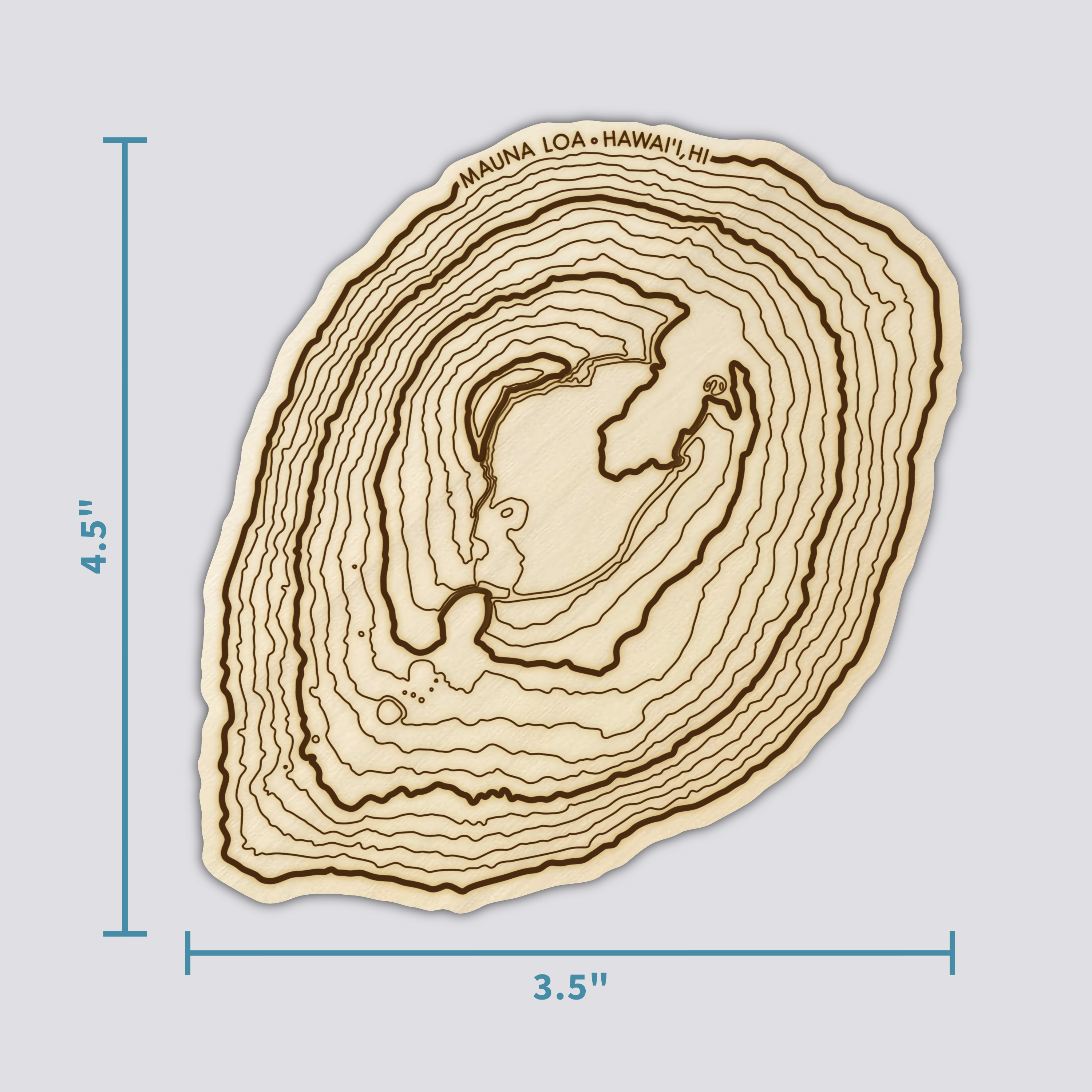 Mauna Loa Coaster Coaster | Wood Coaster Topography Map | Hawaiian Volcano