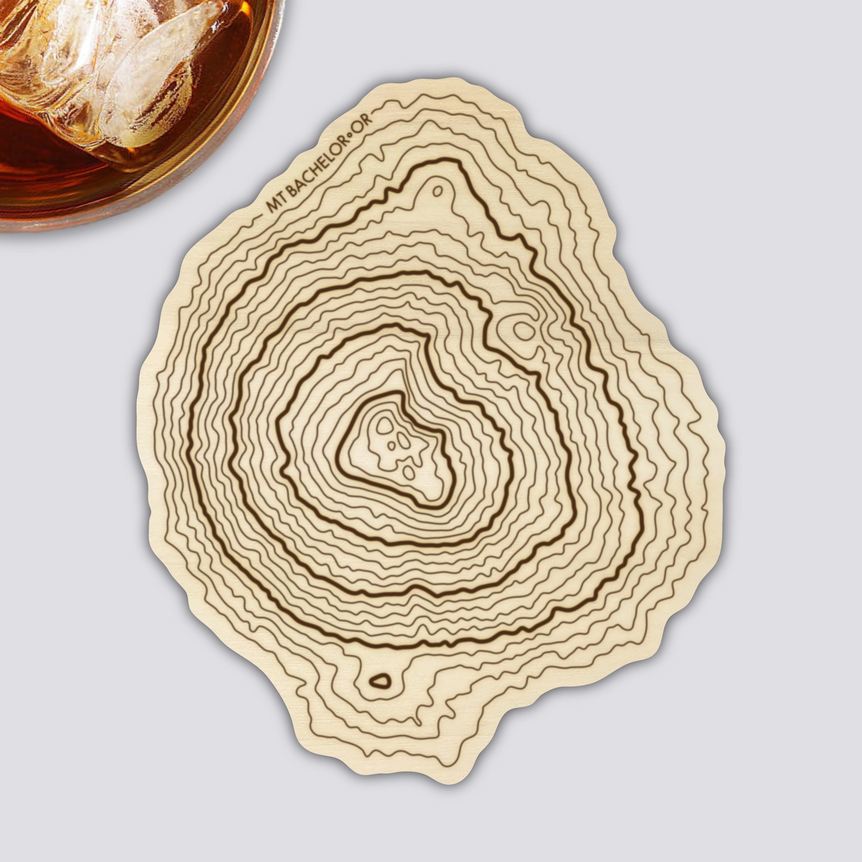 Oregon Volcanoes Coaster Set | Handmade Wooden Coaster | Oregon Mountain Map