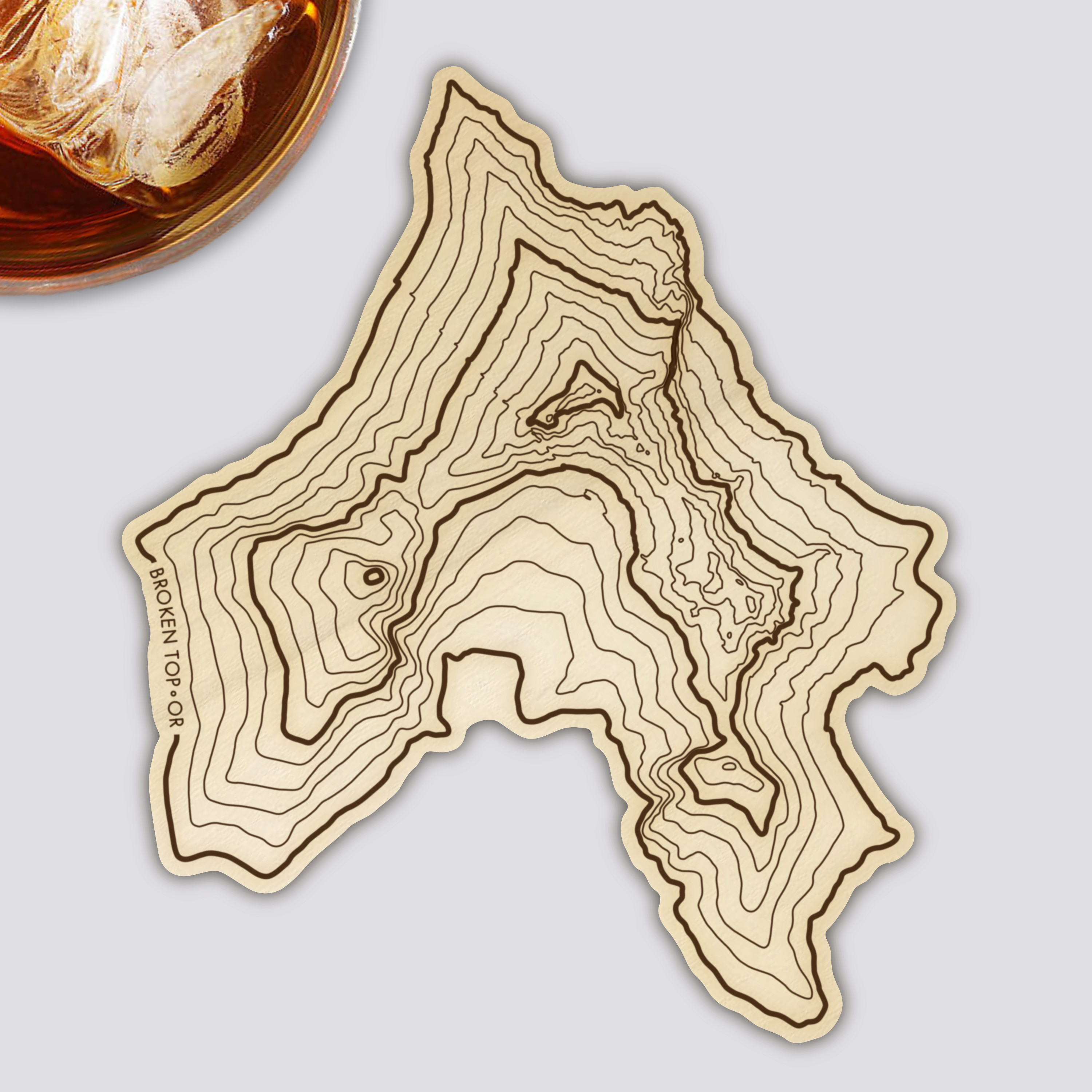 Broken Top Coaster | Wood Coaster Topography Map | Oregon Mountain