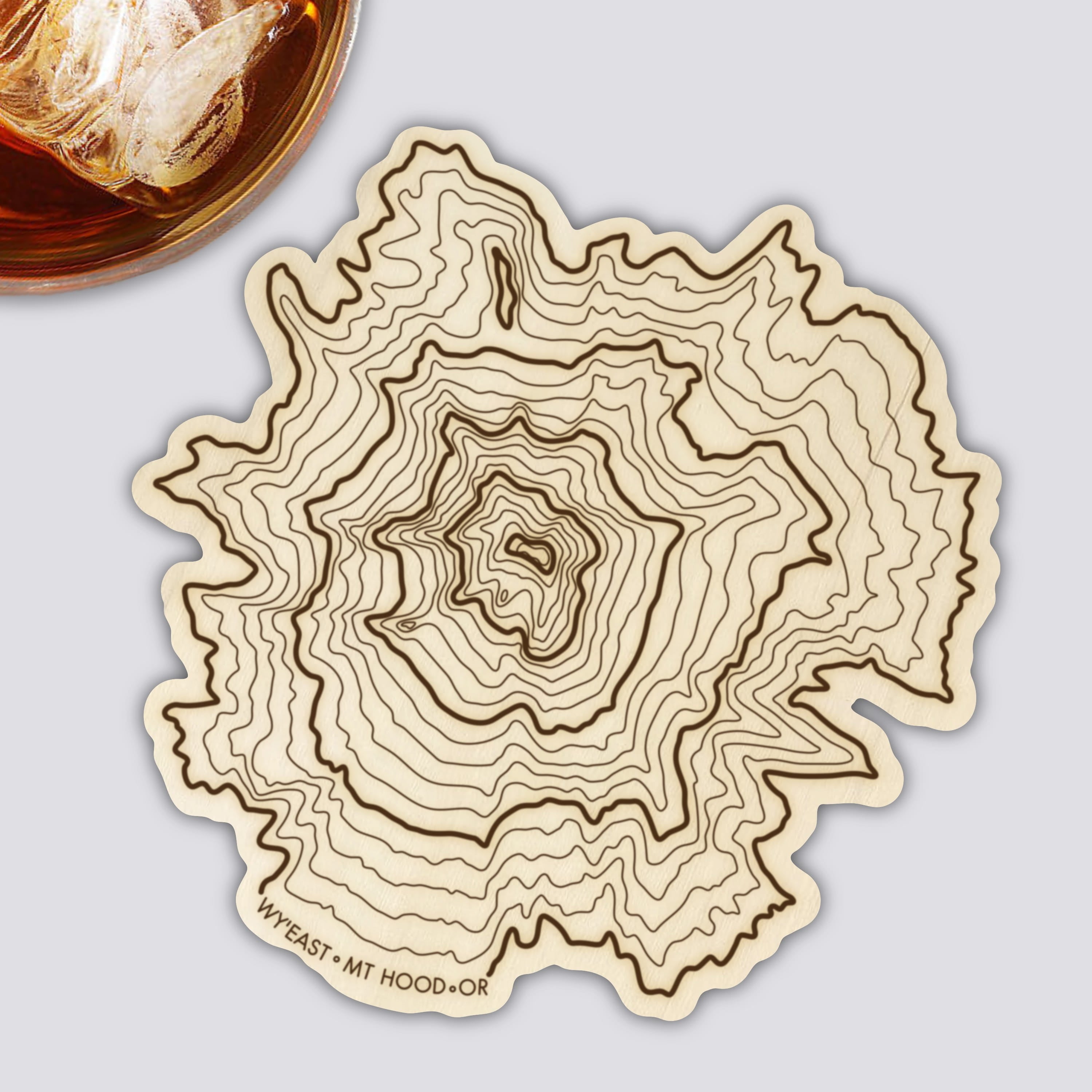 Mt Hood Coaster | Wood Coaster Topography Map | Oregon Mountain Art