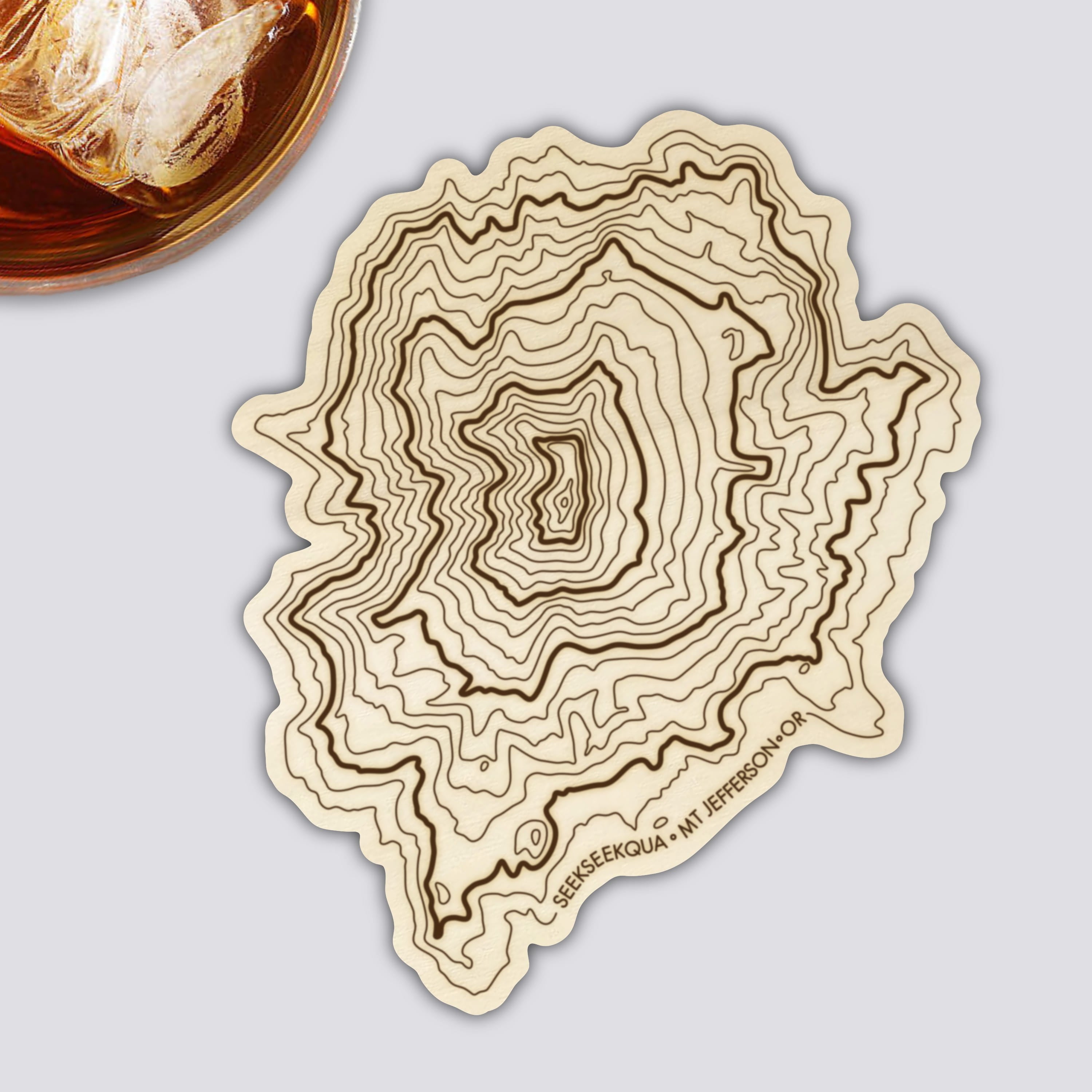 Oregon Volcanoes Coaster Set | Handmade Wooden Coaster | Oregon Mountain Map