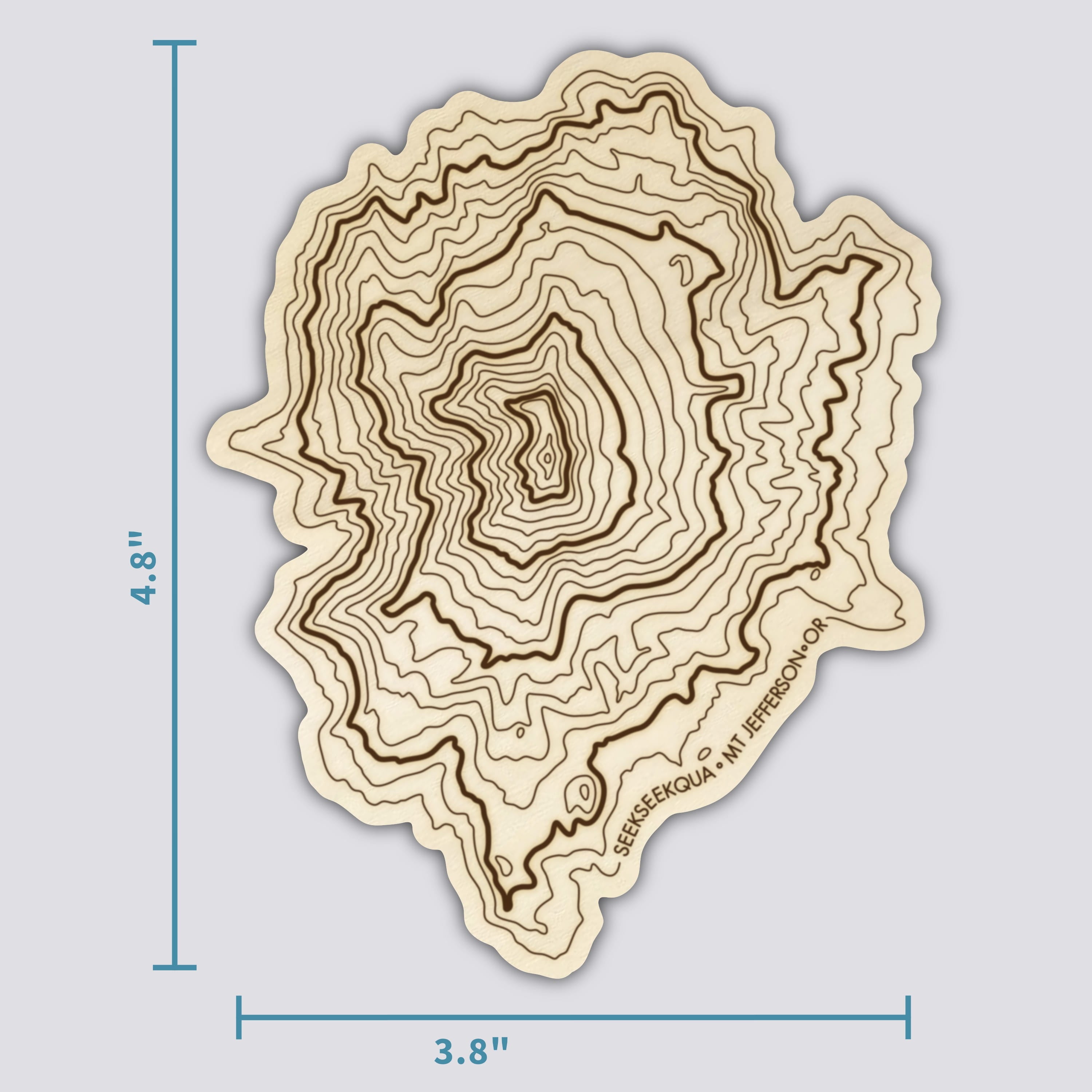 Mt Jefferson Coaster | Wood Coaster Topography Map | Oregon Mountain Art