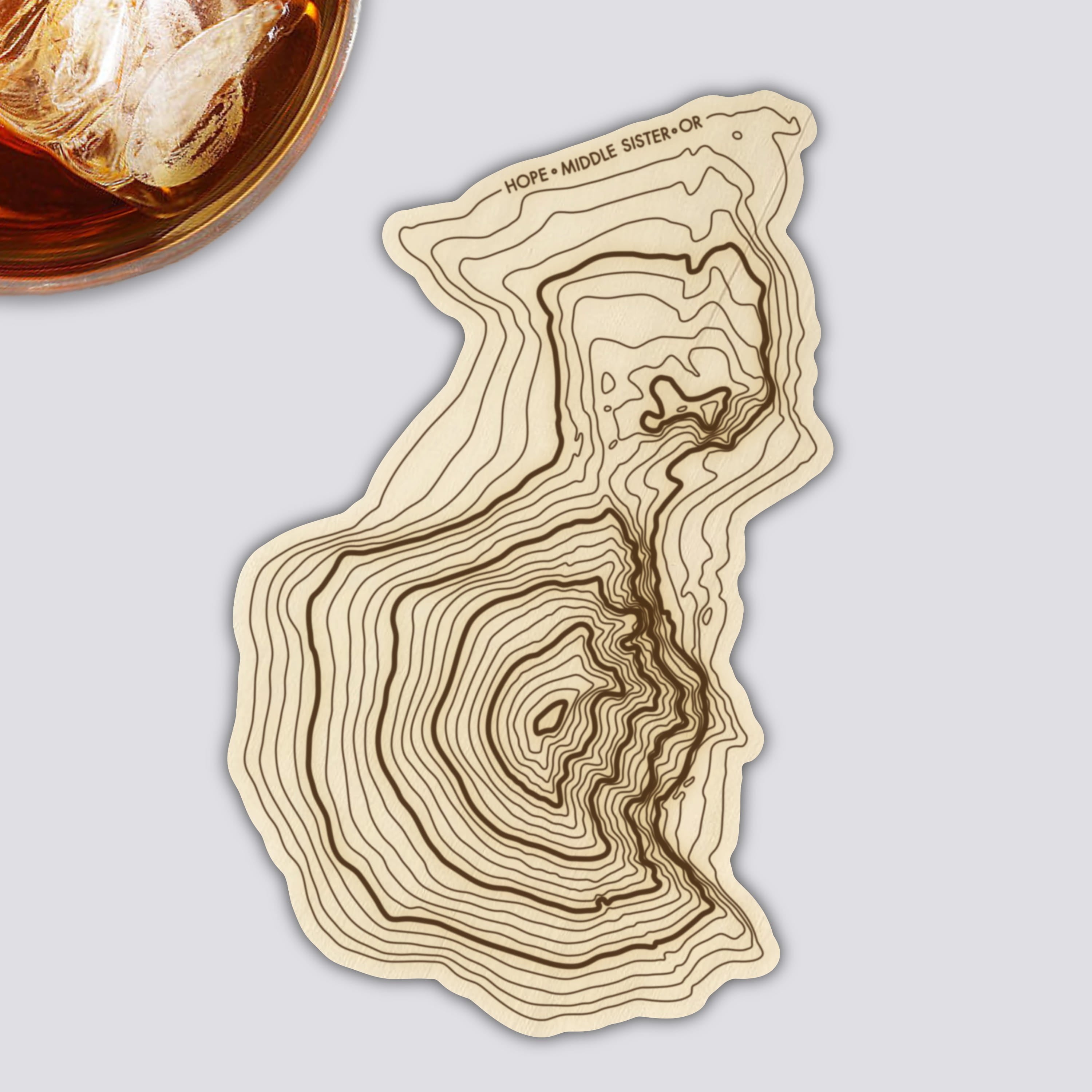 Three Sisters Coaster Set | Handmade Wooden Coaster | Oregon Mountain Maps