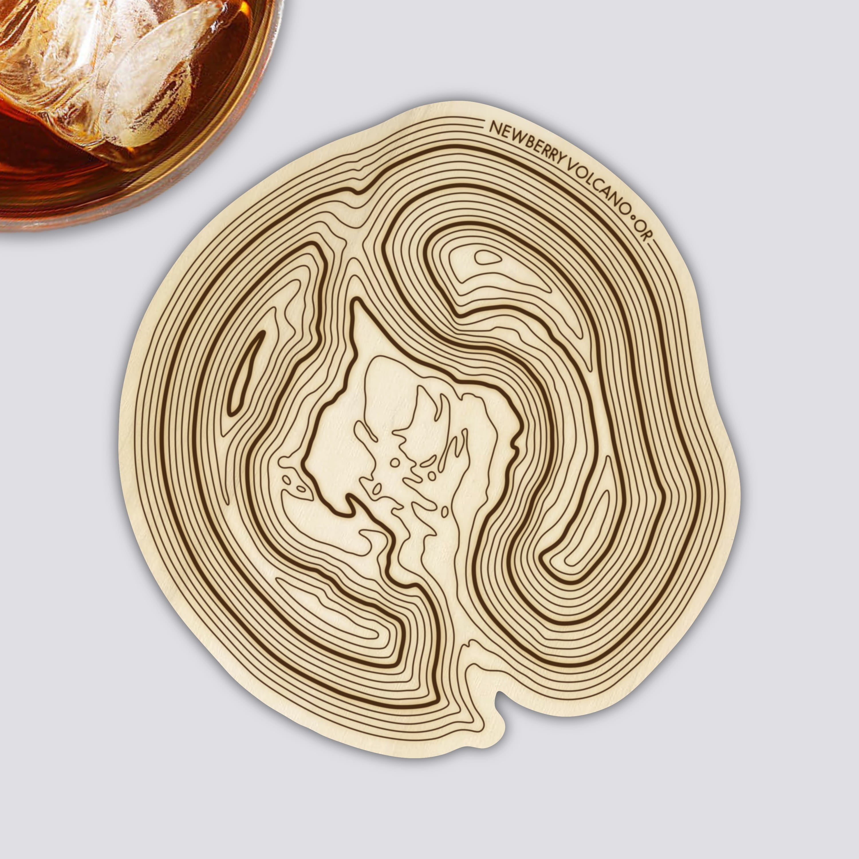 Oregon Volcanoes Coaster Set | Handmade Wooden Coaster | Oregon Mountain Map
