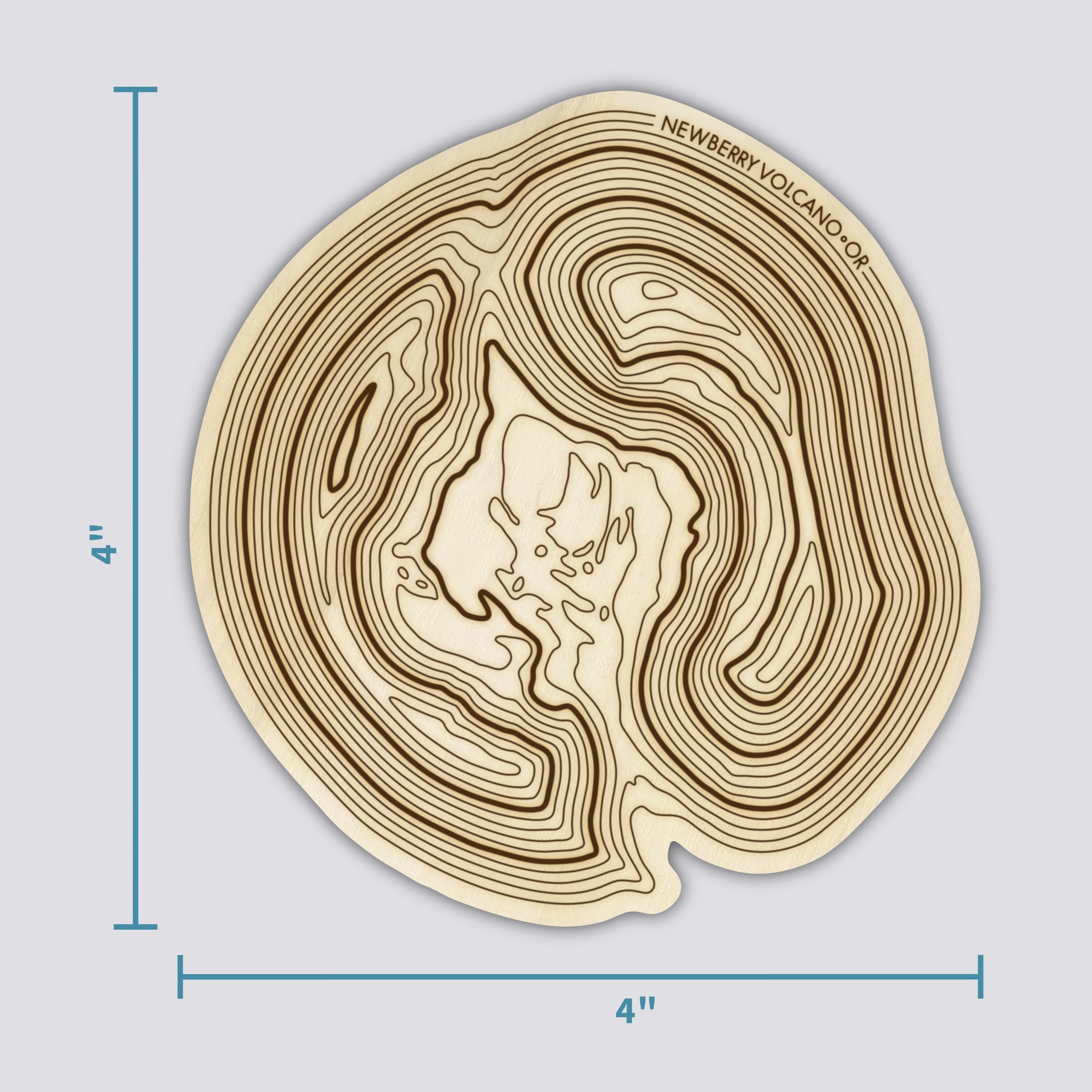 Newberry Volcano Coaster | Wood Coaster Topography Map | Oregon Mountain Art