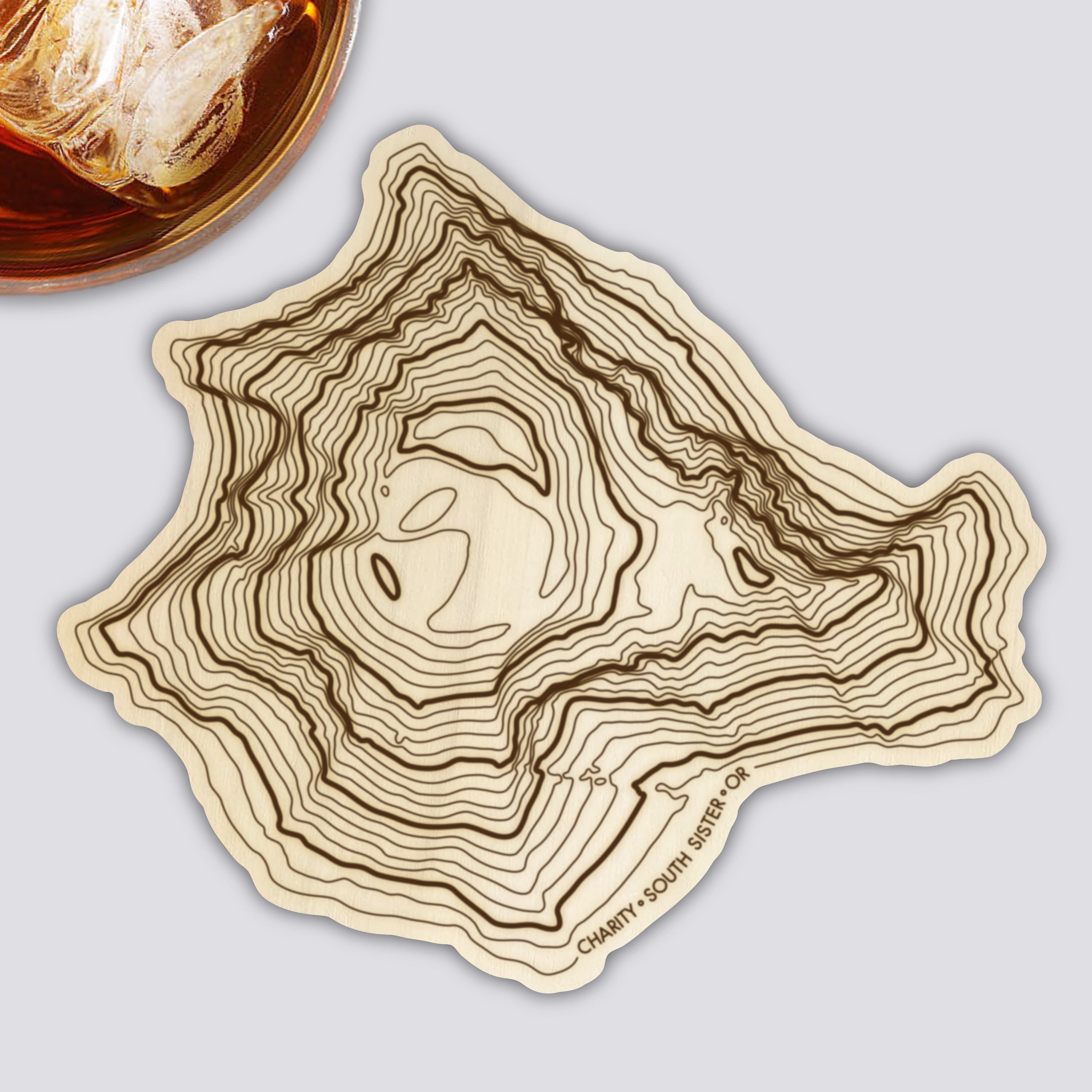 Three Sisters Coaster Set | Handmade Wooden Coaster | Oregon Mountain Maps