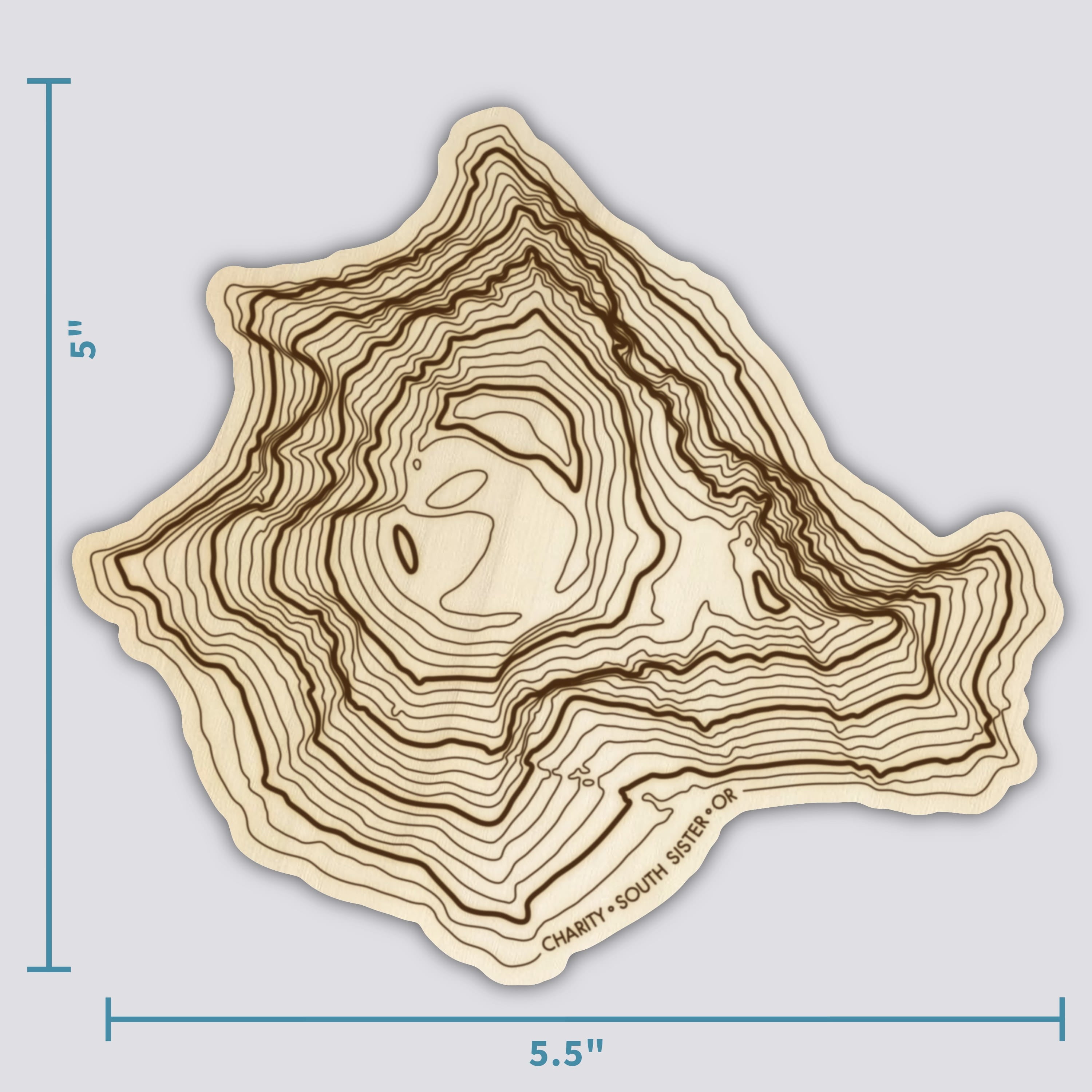 South Sister Coaster | Wood Coaster Topography Map | Three Sisters Oregon