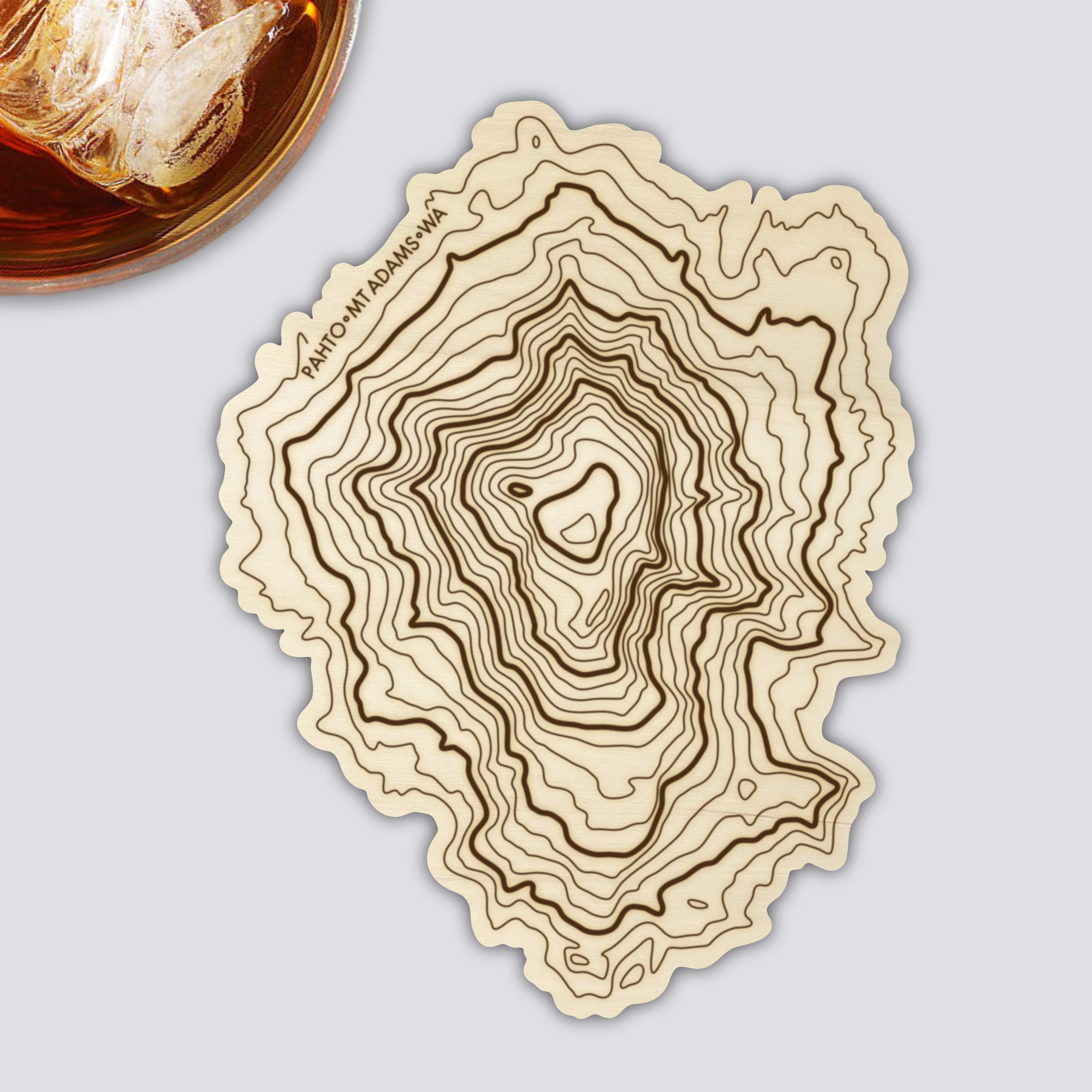 Washington Volcanoes Coaster Set | Handmade Wooden Coaster | Washington Mountain Map