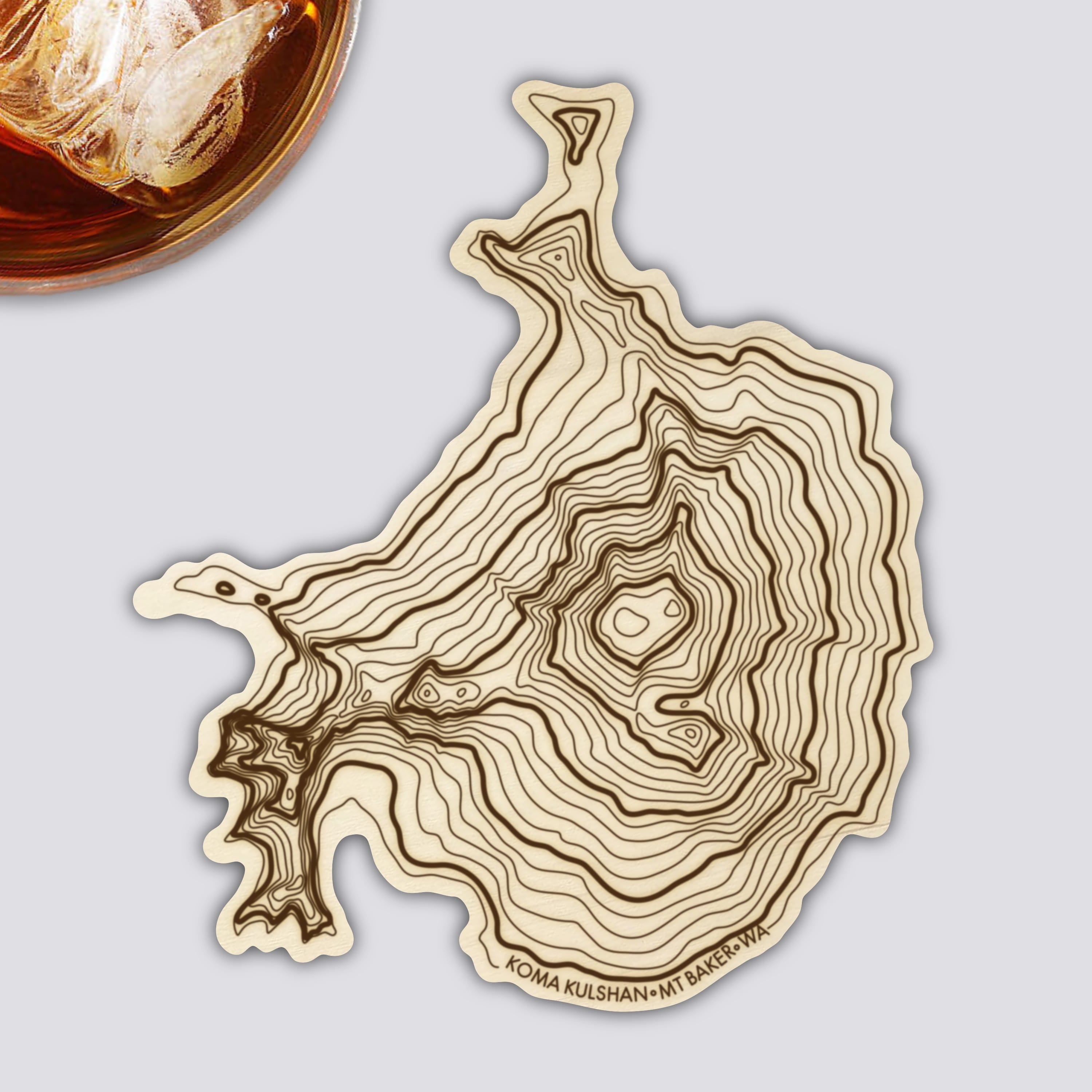 Washington Volcanoes Coaster Set | Handmade Wooden Coaster | Washington Mountain Map
