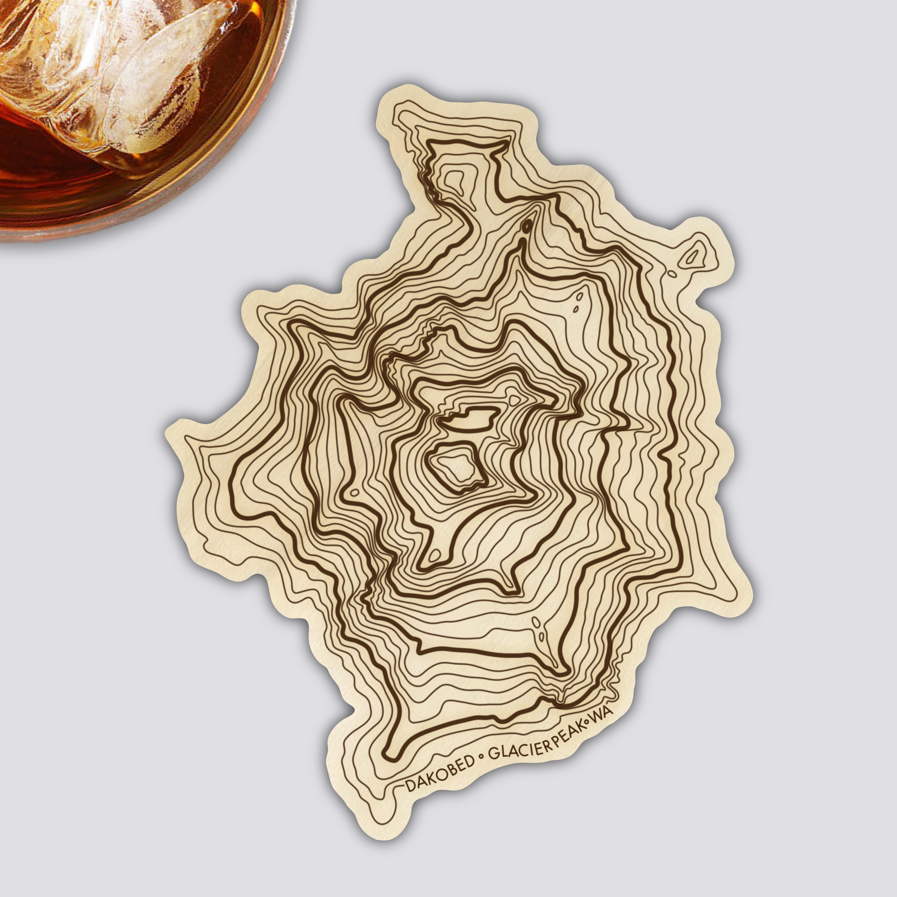 Washington Volcanoes Coaster Set | Handmade Wooden Coaster | Washington Mountain Map