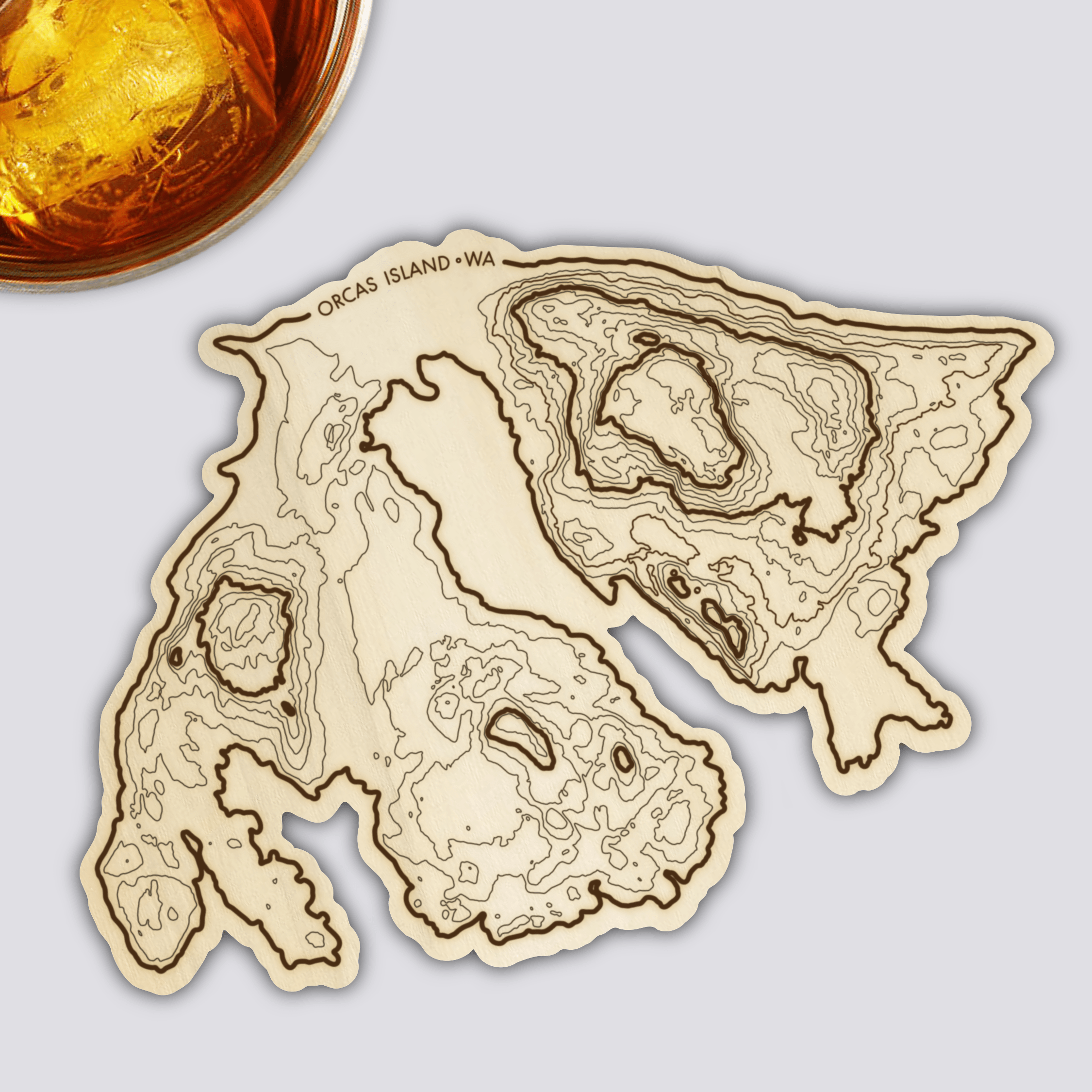Orcas Island Topography Coaster - Single