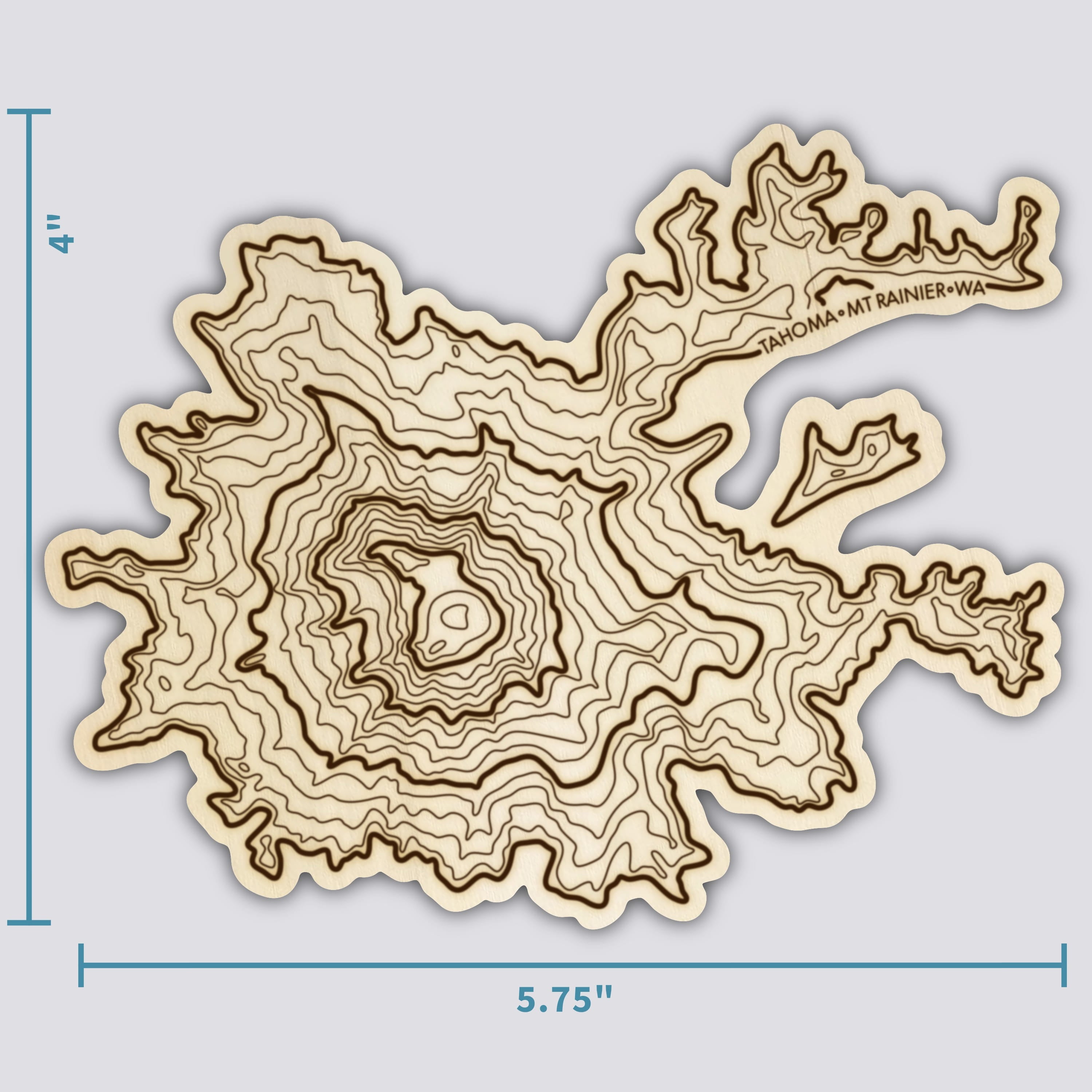 Mt Rainier Coaster | Wood Coaster Topography Map | Washington Mountain Art