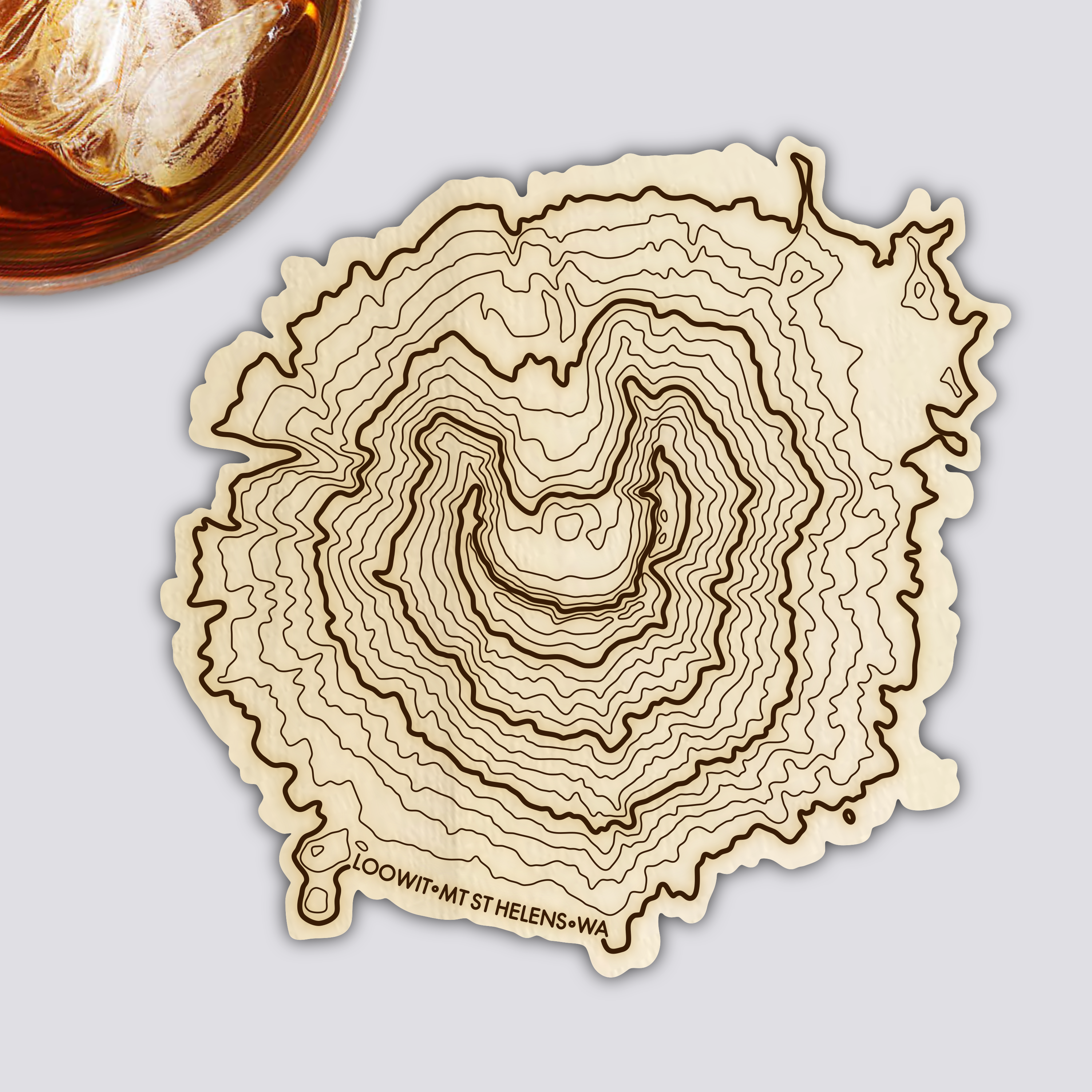 Washington Volcanoes Coaster Set | Handmade Wooden Coaster | Washington Mountain Map
