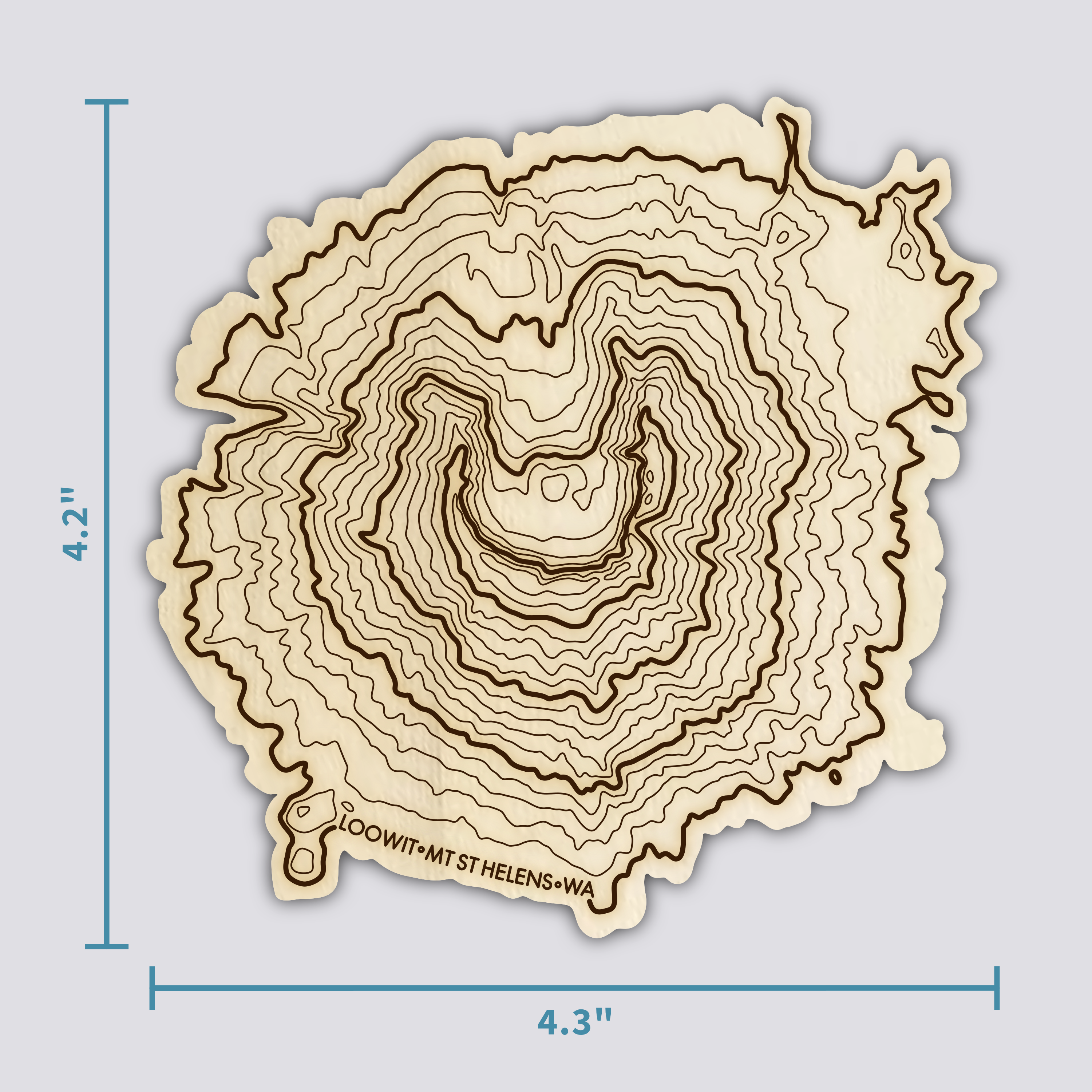 Mt St Helens Coaster | Wood Coaster Topography Map | Washington Mountain Art