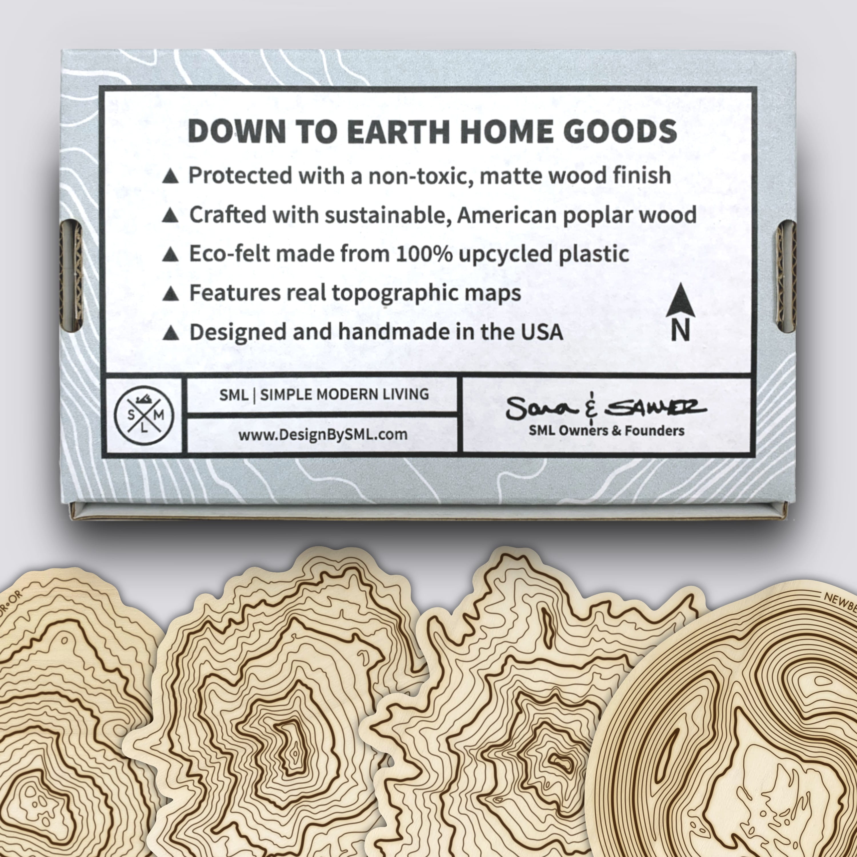 Oregon Volcanoes Coaster Set | Handmade Wooden Coaster | Oregon Mountain Map