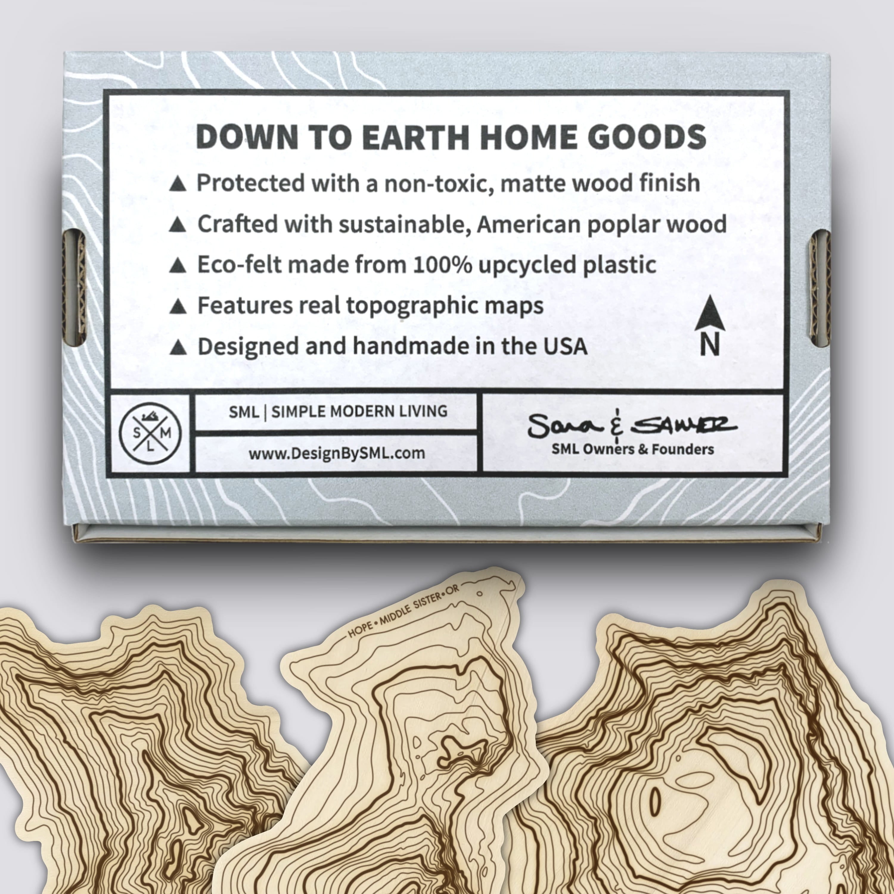 Three Sisters Coaster Set | Handmade Wooden Coaster | Oregon Mountain Maps