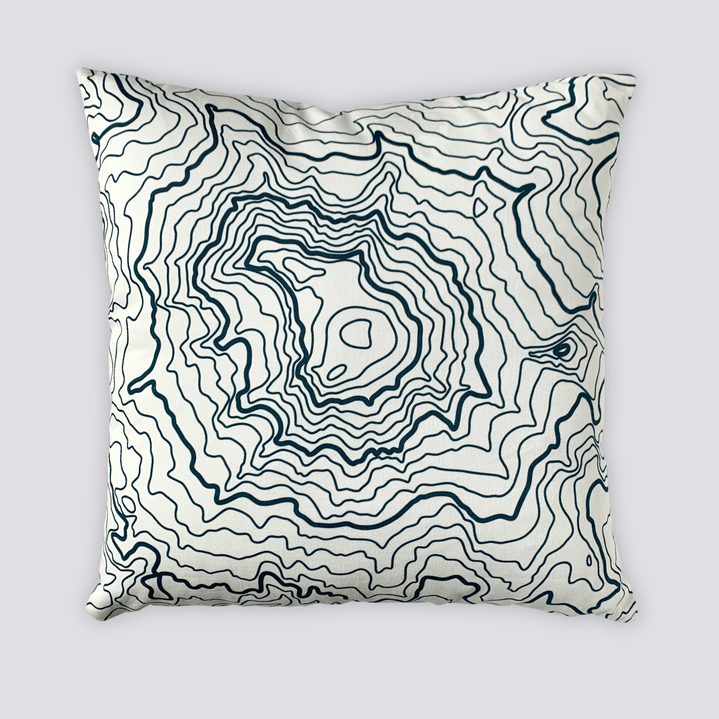 Mt Rainier Topography Linen Pillow - Cream & Evergreen