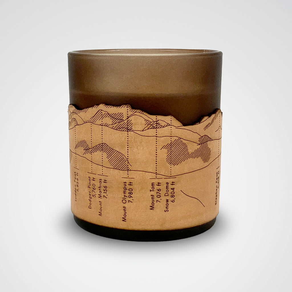 Mountain-scape Votive in Walnut Glass + Oakmoss and Amber Scent