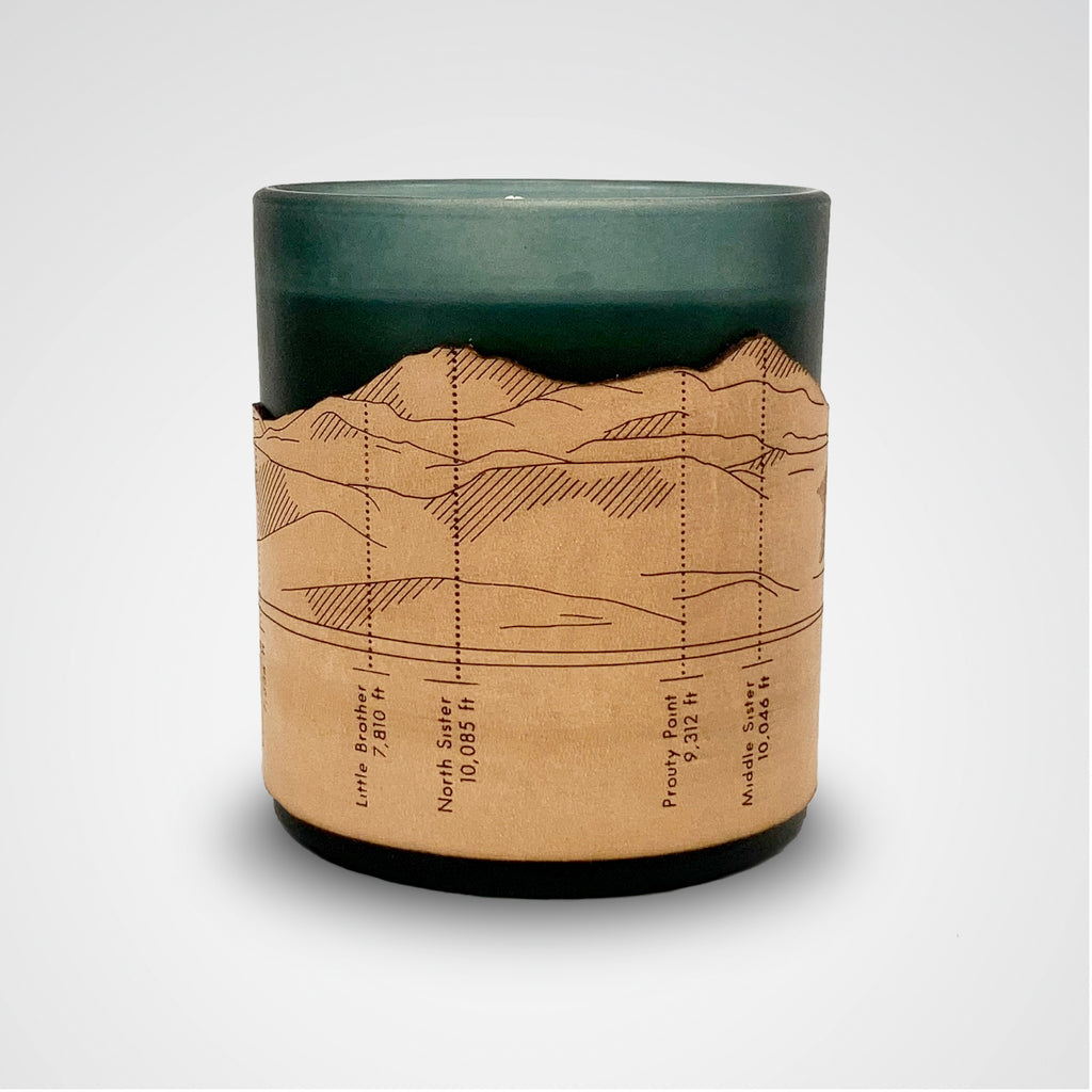 Mountainscape Votive in Evergreen Glass + Blue Spruce Scent