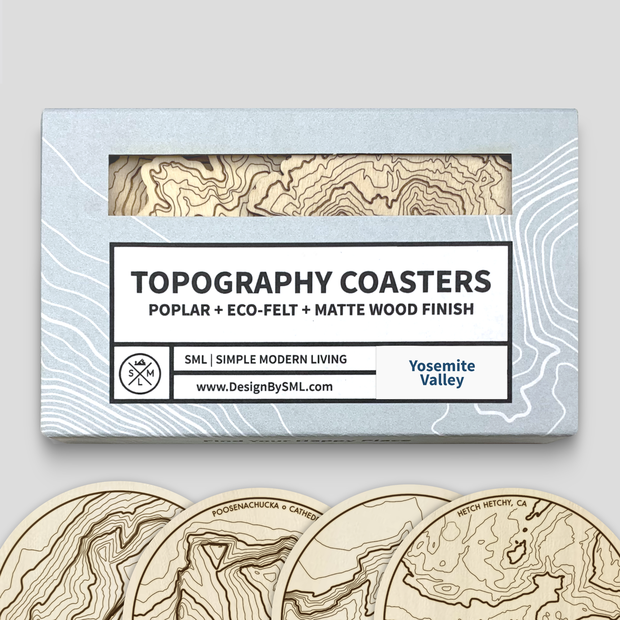 Yosemite Topography Coasters - Set of 4