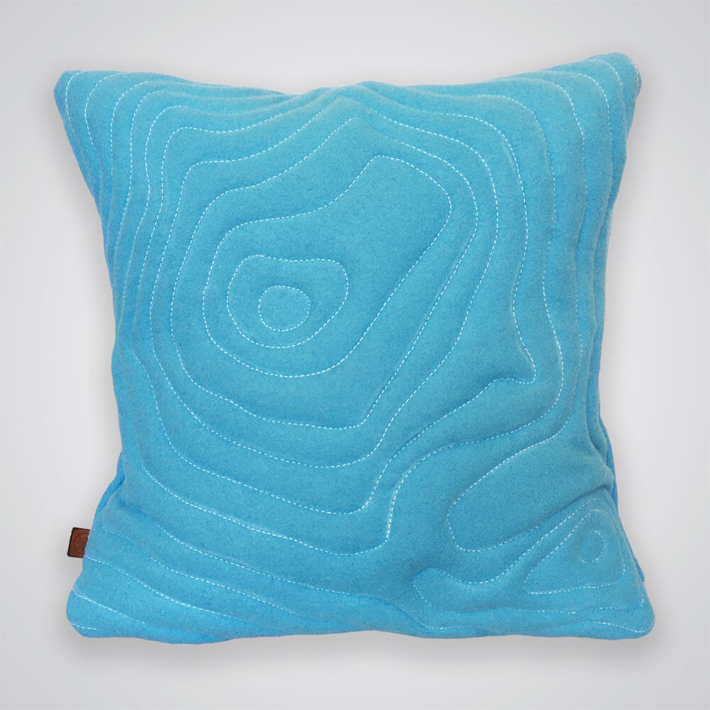 Mt Baker Topography Pillow - Glacier Blue Wool