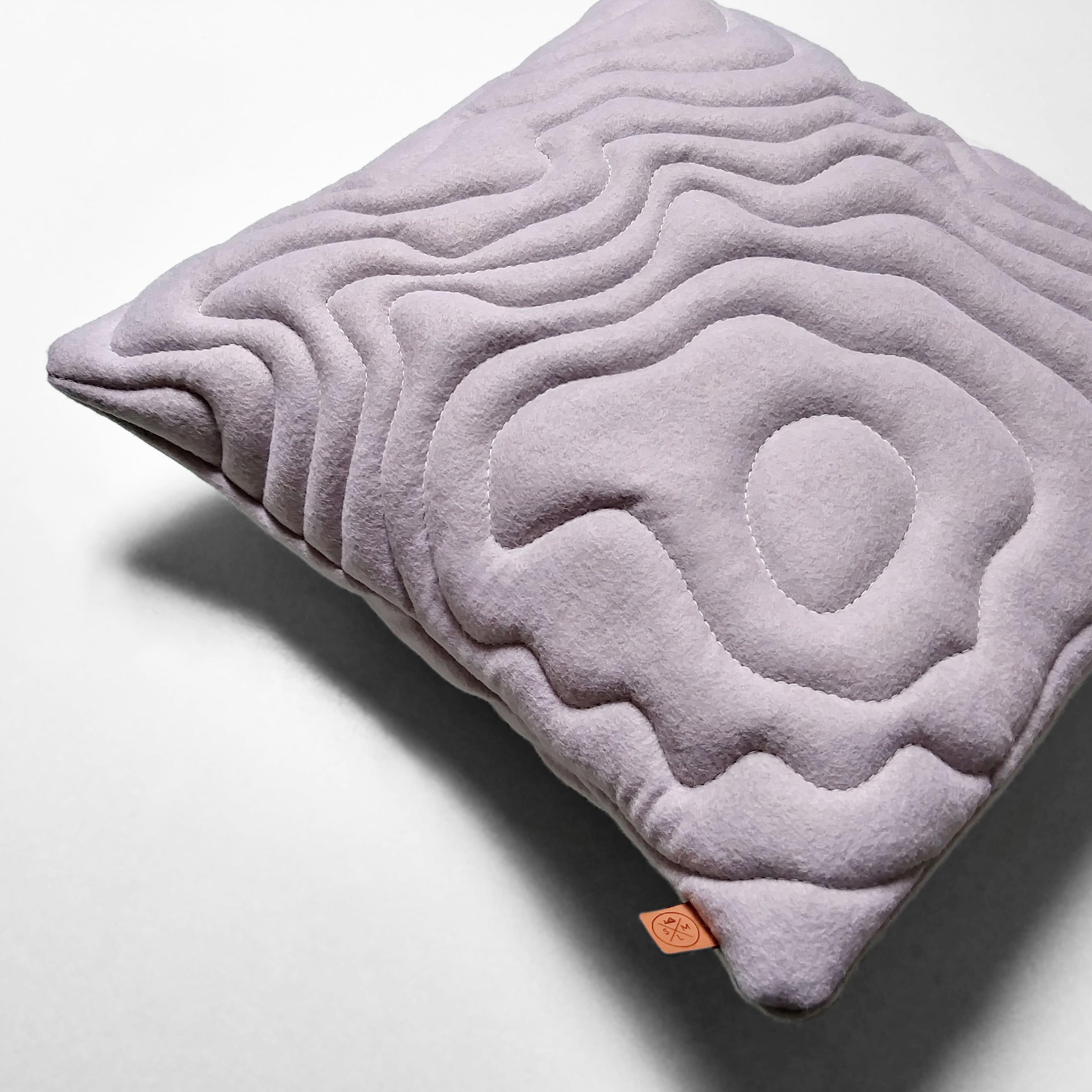 Mount Rainier Topography Pillow - Heather Grey Wool Housewares Designed by Sara Smiley 