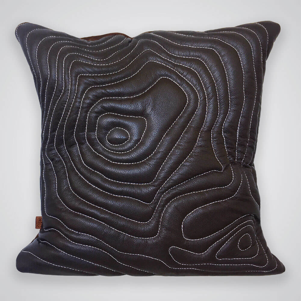 Mt Baker Topography Leather Pillow