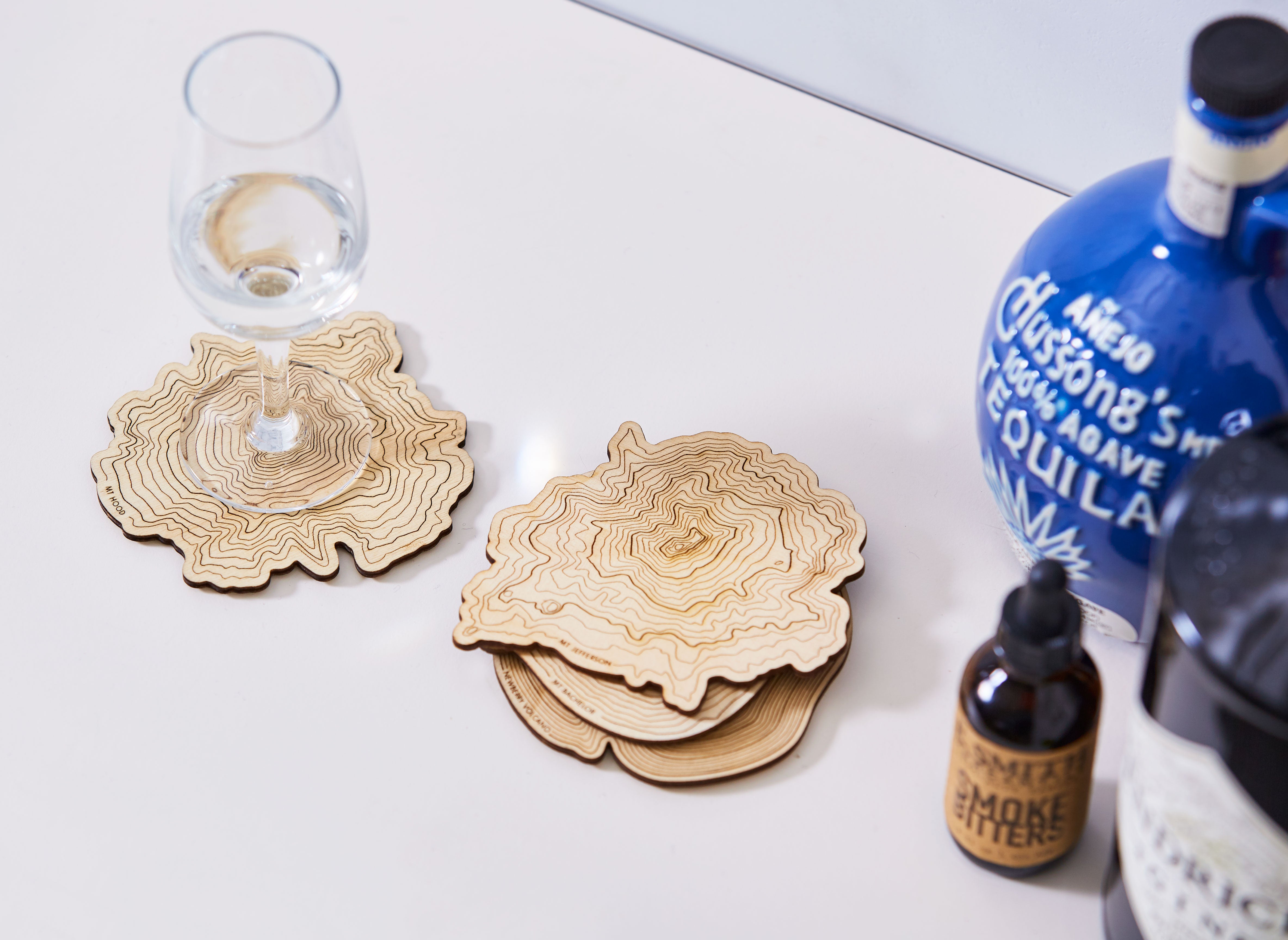Oregon Beer Lover Gift Set • Topographic Map Bottle Opener + Wooden Coaster Set