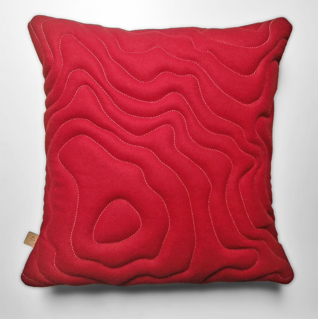 Mt Rainier Topography Pillow - Red