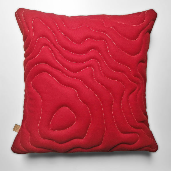 Mount Rainier Topography Pillow - Red Wool Housewares Designed by Sara Smiley 