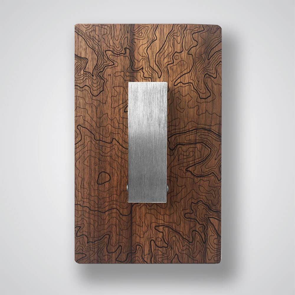 Mt Rainier Topography Coat Hanger in Dark Wood - 1 Hook