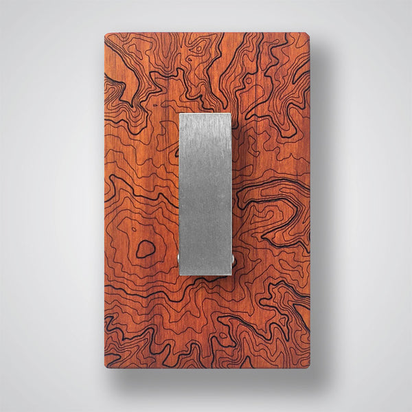 Mt Rainier Topography Coat Hanger in Cherry Wood - 1 Hook