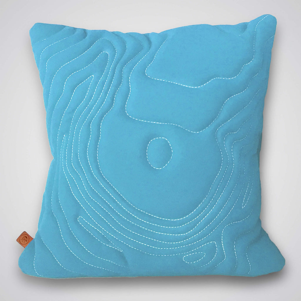 Mt St Helens Topography Pillow - Glacier Blue