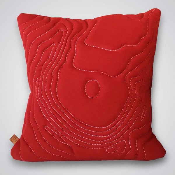 Mt St Helens Topography Pillow - Red